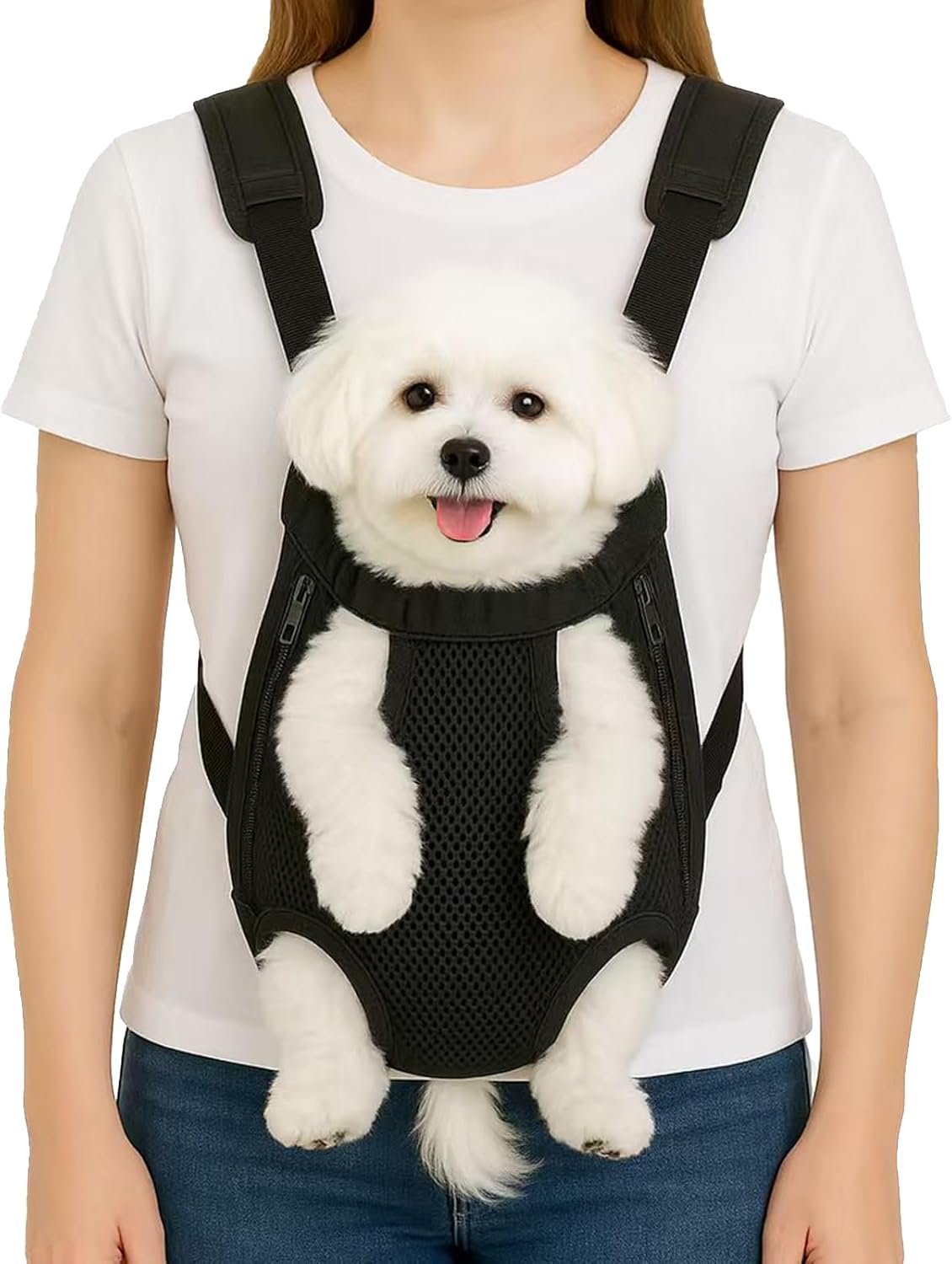 Mosago Dog Backpack Carrier, Adjustable Pet Front Carriers, Legs Out Carrying Sling Travel Bag for Small Medium Dogs 7-11 Lbs, Soft Wearable Puppy Chest Carry Backpacks for Walking/Hiking/Camping