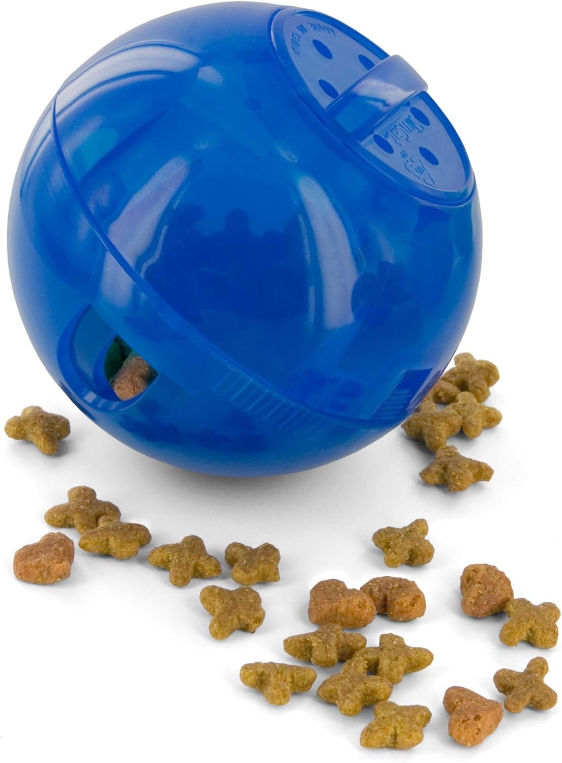 PetSafe Slimcat Slow Feeder Ball for Cats – Interactive Puzzle Game for Your Cat – Fill with Food and Treats – Great for Indoor Play for Kittens and Adult Cats, Portion Control and Fast Eaters (Blue)