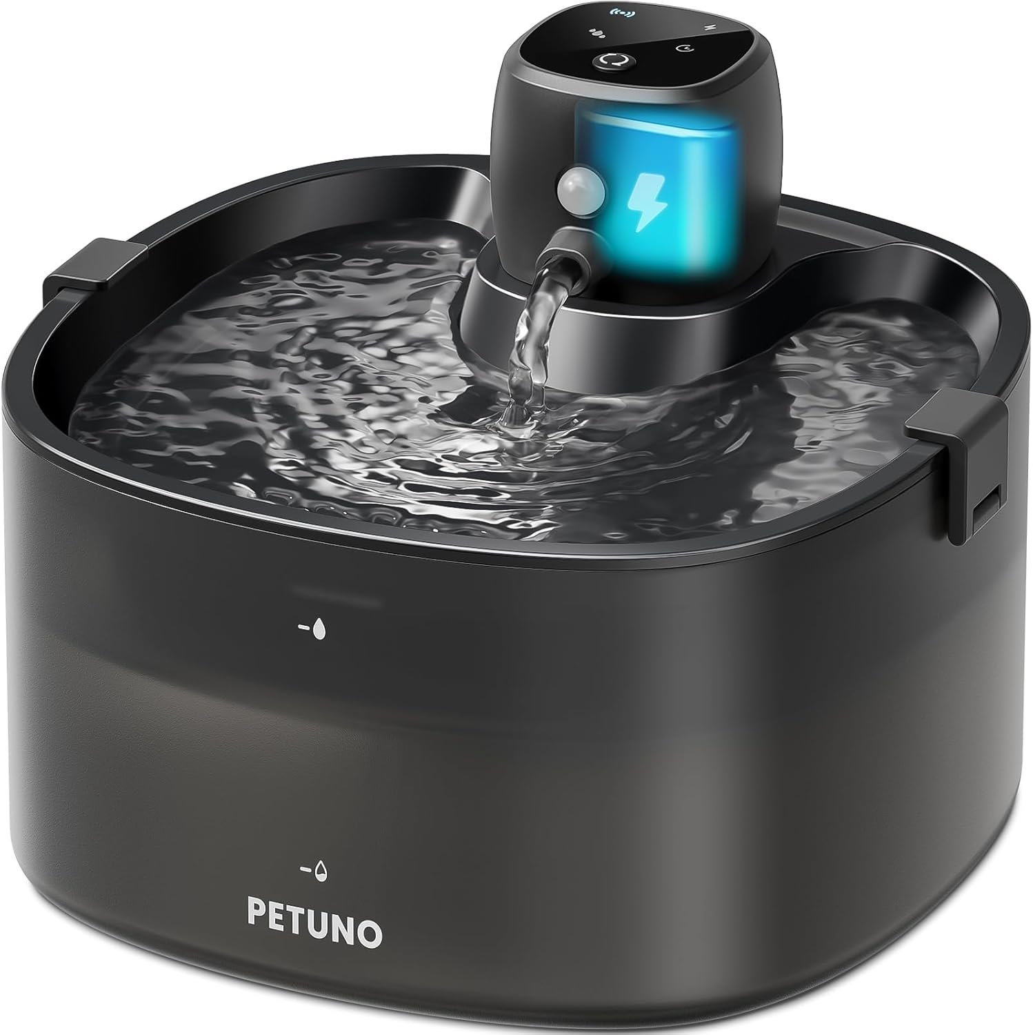 Wireless Cat Water Fountain, Cat Fountain Battery Operated, 78oz/2.3L Pet Water Fountain Cordless, 4000mAh Rechargeable Automatic Fountain with Motion Sensor, Ultra-Quiet Pump & Locking Lid, Black