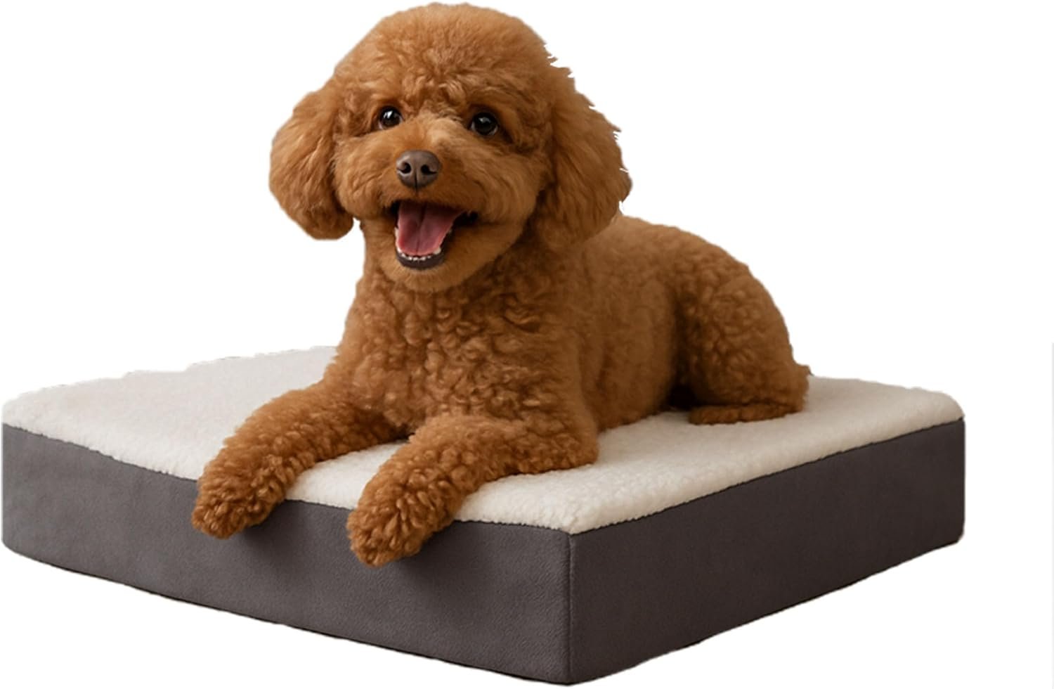 Orthopedic Dog Bed – 2-Layer Memory Foam Crate Mat with Machine Washable Sherpa Cover – 20×15 Pet Bed for Small Dogs Up to 20lbs by PETMAKER (Gray)