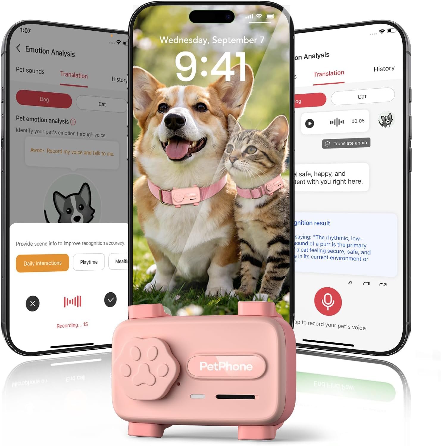 AI-Powered Smartphone for Pets, Support Emotion Detection, 2-Way PetChat | Family&Social Network, Live Geofencing Virtual Fence, Activity Monitor, Play Music, Global Tracking Pet GPS Tracker