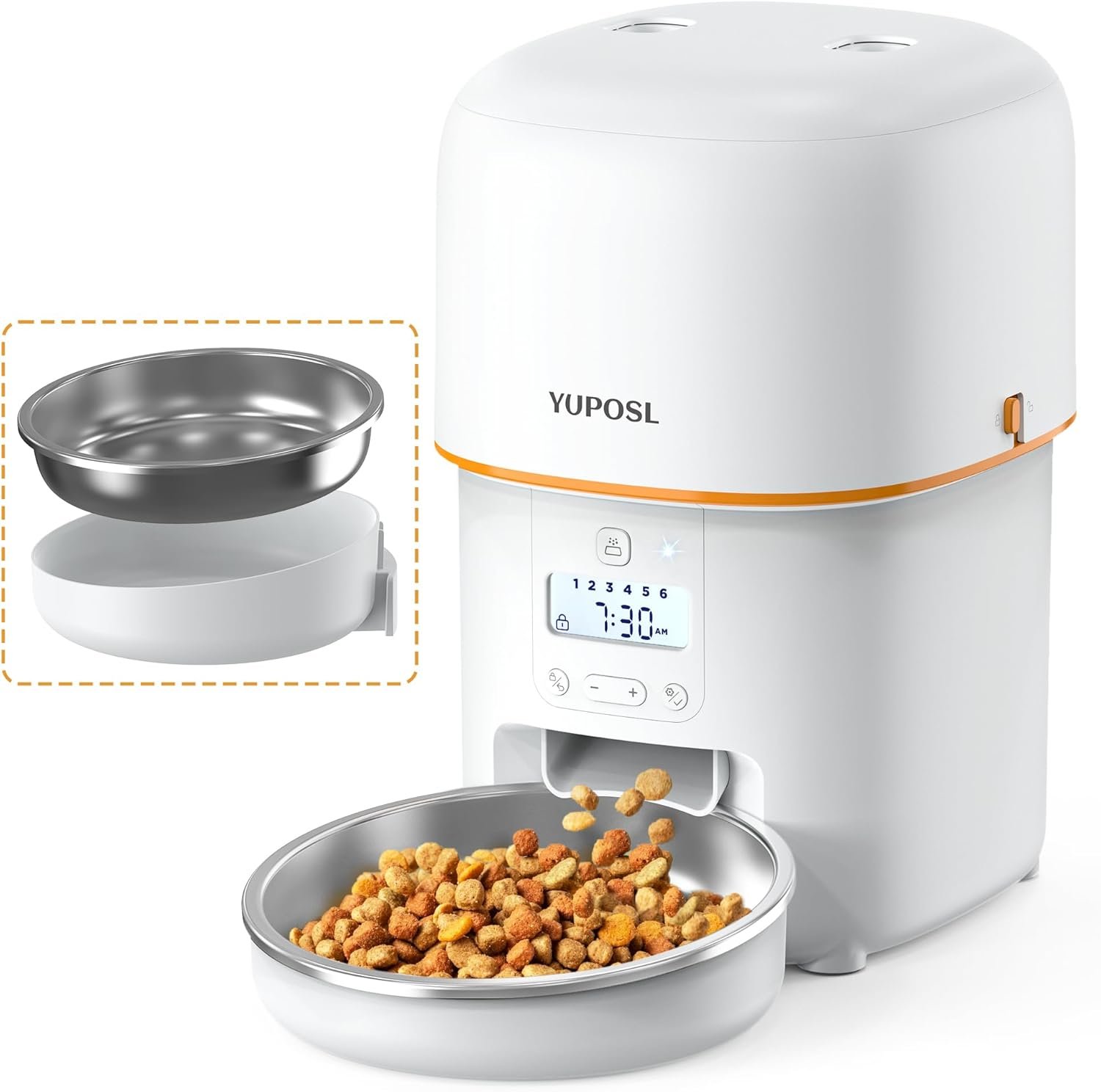 Yuposl Automatic Cat Feeders – 2L Cat Food Dispenser Easy to Use, Timed Automatic Pet Feeder with Over 180-day Battery Life, 1-6 Meals Dry Food Programmable Portion Control Also for Dogs