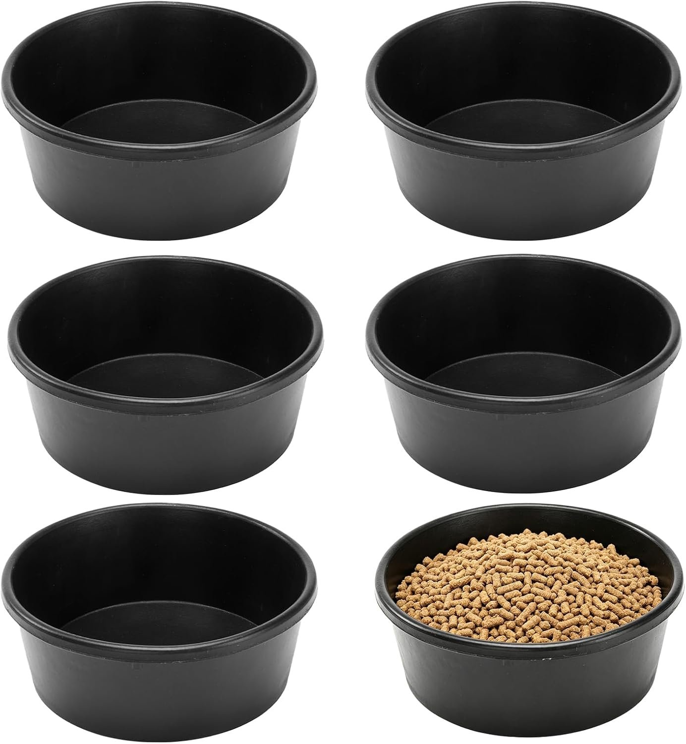 6Pcs Rubber Feed Pan,Heavy Duty 1 Gallon Horse Feed Bucket Livestock Feeder Tubs for Horse,Pony, Goat, Pig, Chicken, Dog, Farm Small Animal