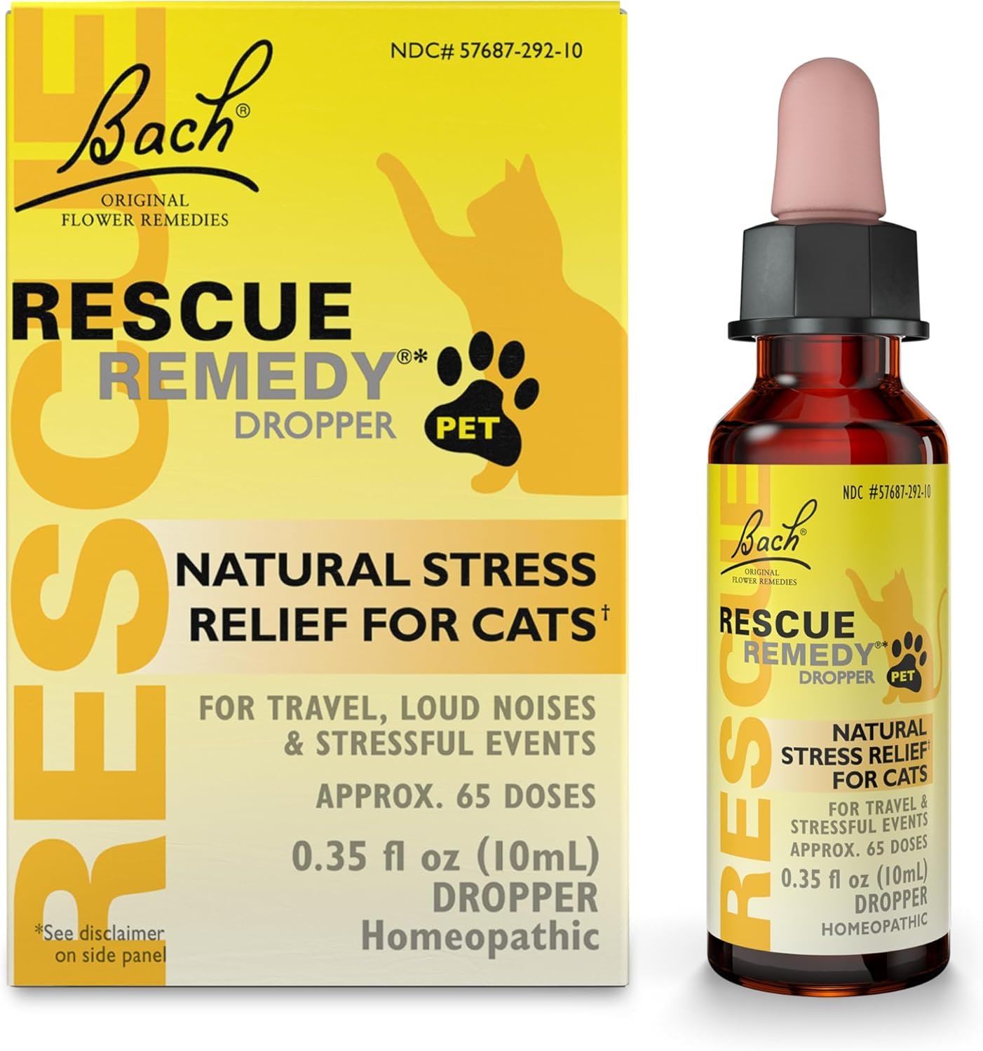 Bach Rescue Remedy Pet Dropper for Cats – 10 mL – Stress & Tension Support for Cats Natural Flower Essences – Sedative-Free, Homeopathic Liquid Formula – for All Breeds, Ages & Weights