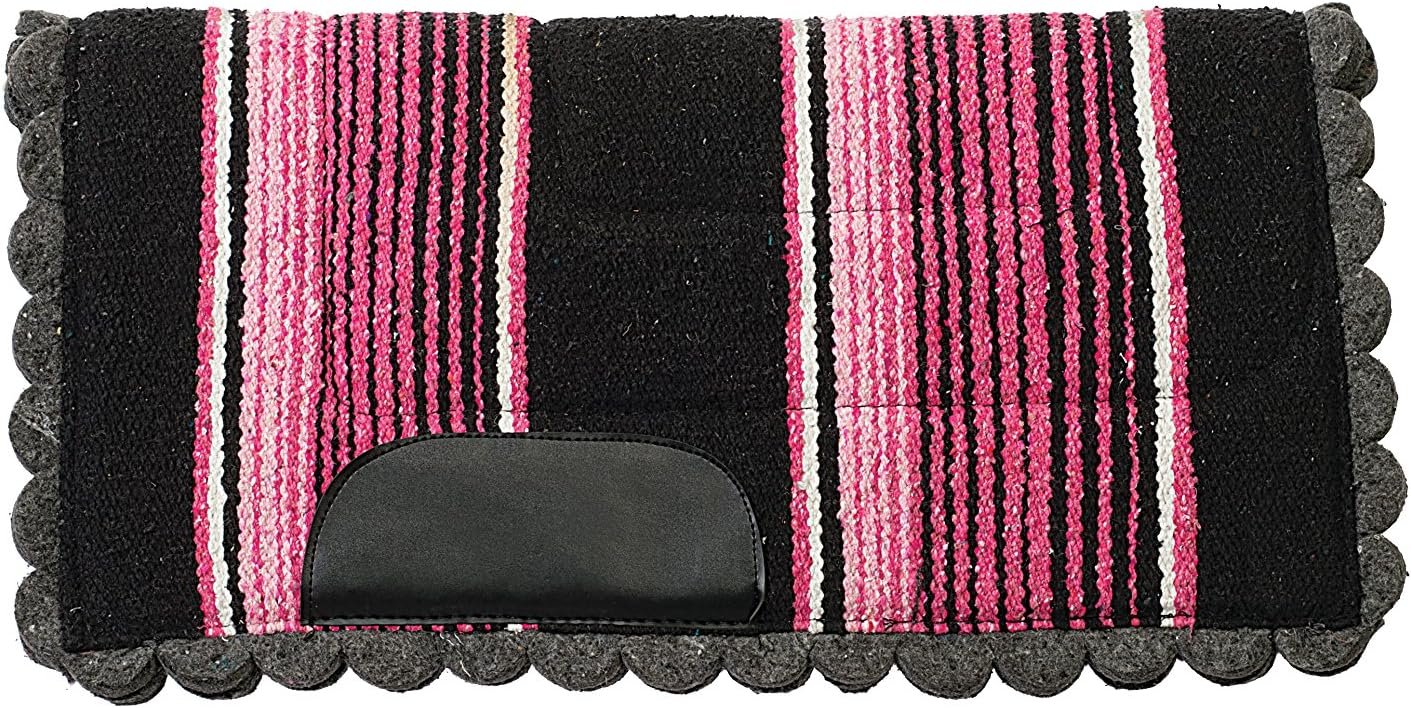 Weaver Equine 23″ x 23″ Pony Scalloped Navajo Horse Saddle Pad, Shock Absorbing Western Saddle Pad for Protection, Durable Equine Supplies, ‎Pink