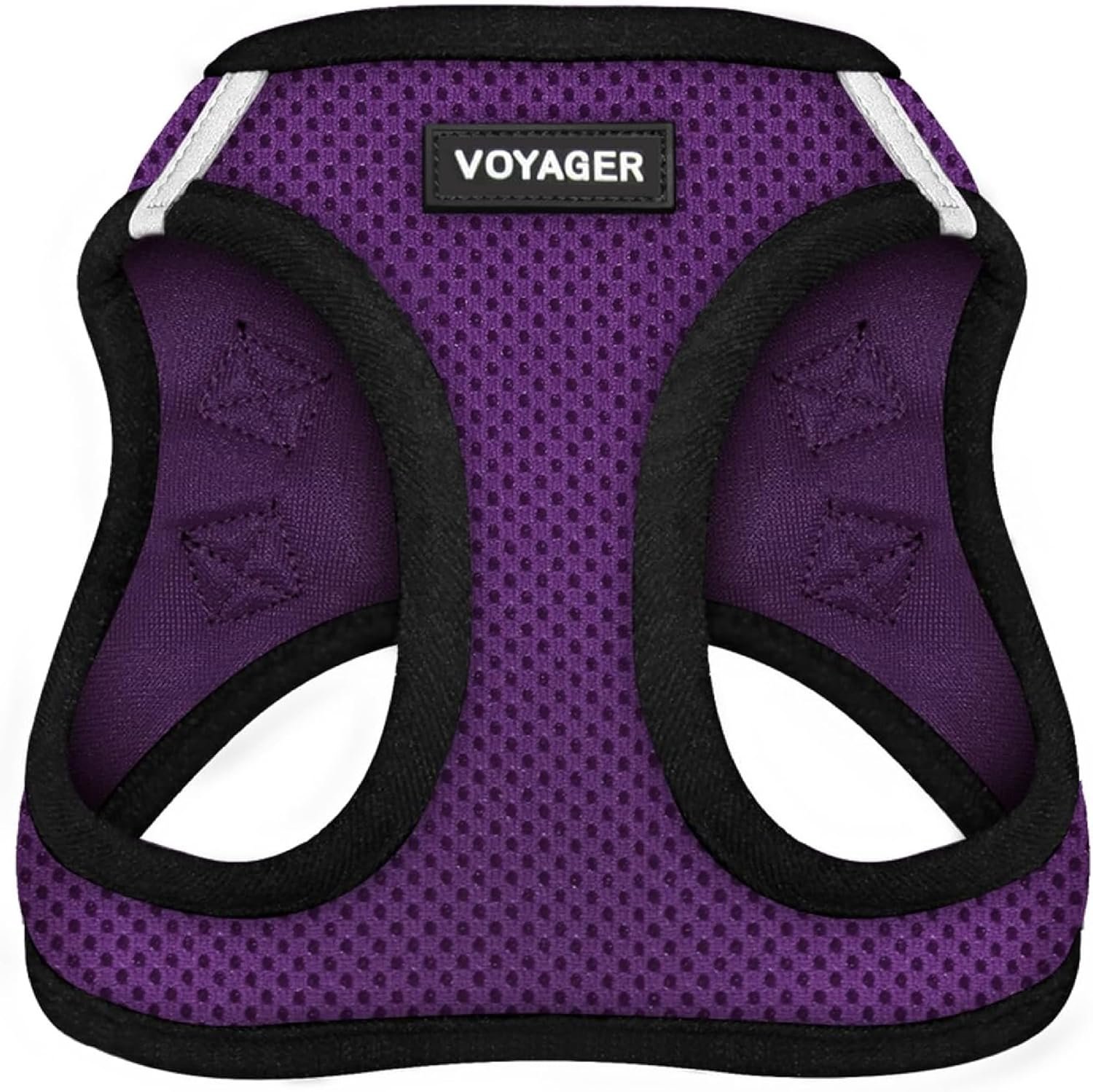Best Pet Supplies Voyager Step-in Air Harness – All Weather Mesh, Reflective, No Pull Harness for Dogs, Cats – Secure with Hook & Loop Fastener, Buckle, Double D-Rings – Purple/Black Trim, M