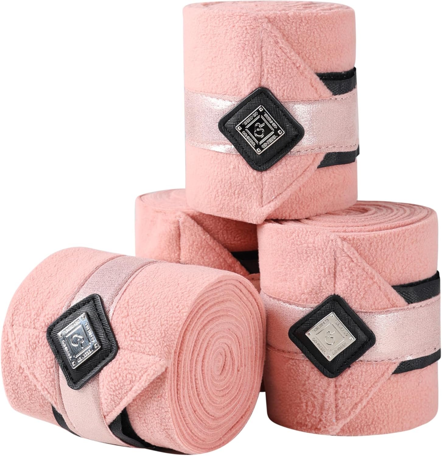 Horse Polo Wraps Upgrade with Bling Leg Wraps for Horses 4-Pack Fleece Leg Wraps Stable Supplies-Salmon Rose M