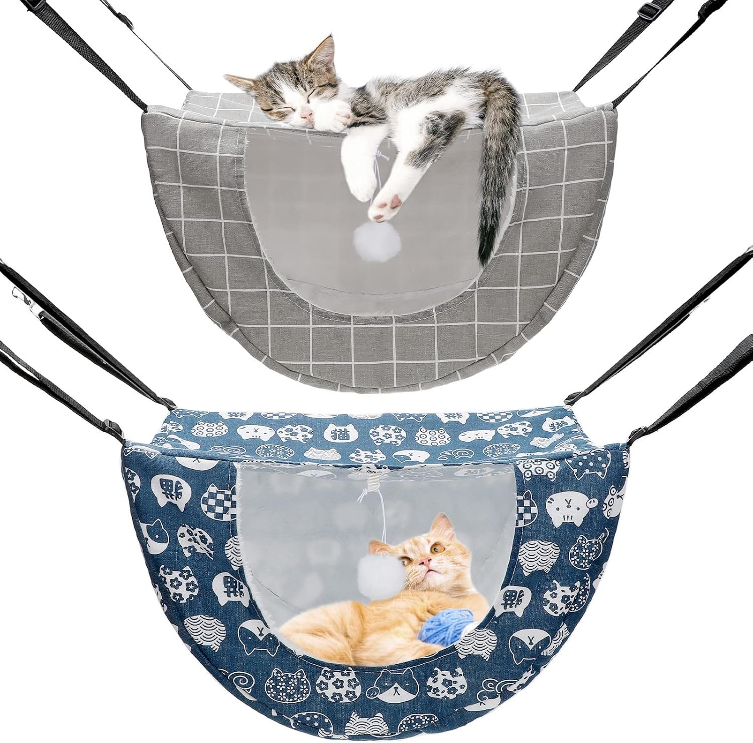 Unittype 2 Pieces Cat Cage Hammock Hanging Pet Bed Double Layer Soft Plush Hanging Pet Comfortable Hammock Bed for Indoor Kitten Ferret Hamster Rabbit or Small Animals, 2 Styles(Plaid)