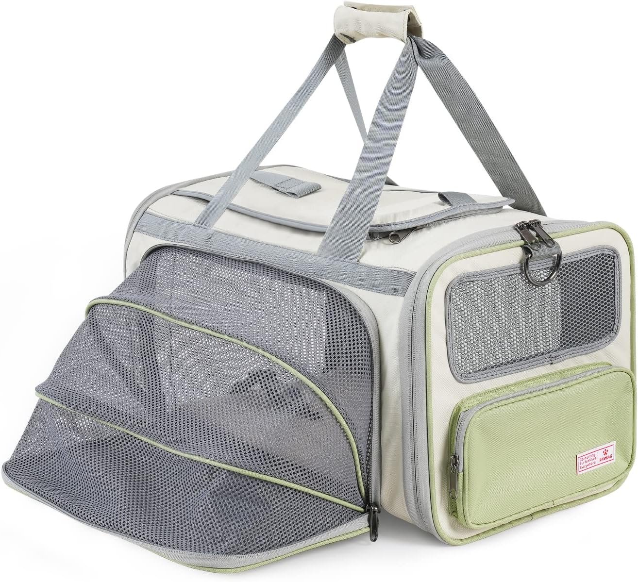 Pawaii Cat Carrier with ID Tag, TSA Airline Approved Soft Sided Collapsible Pet Travel Carrier, Portable Comfortable Convenient Foldable Cat Travel Bag