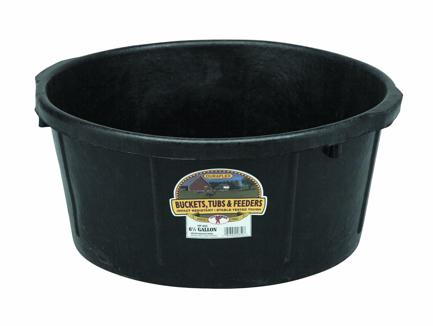 Little Giant® Heavy Duty Rubber Tub | Durable Rubber Feed Pan | Indoor & Outdoor Feed Bucket | 6.5 Gallons