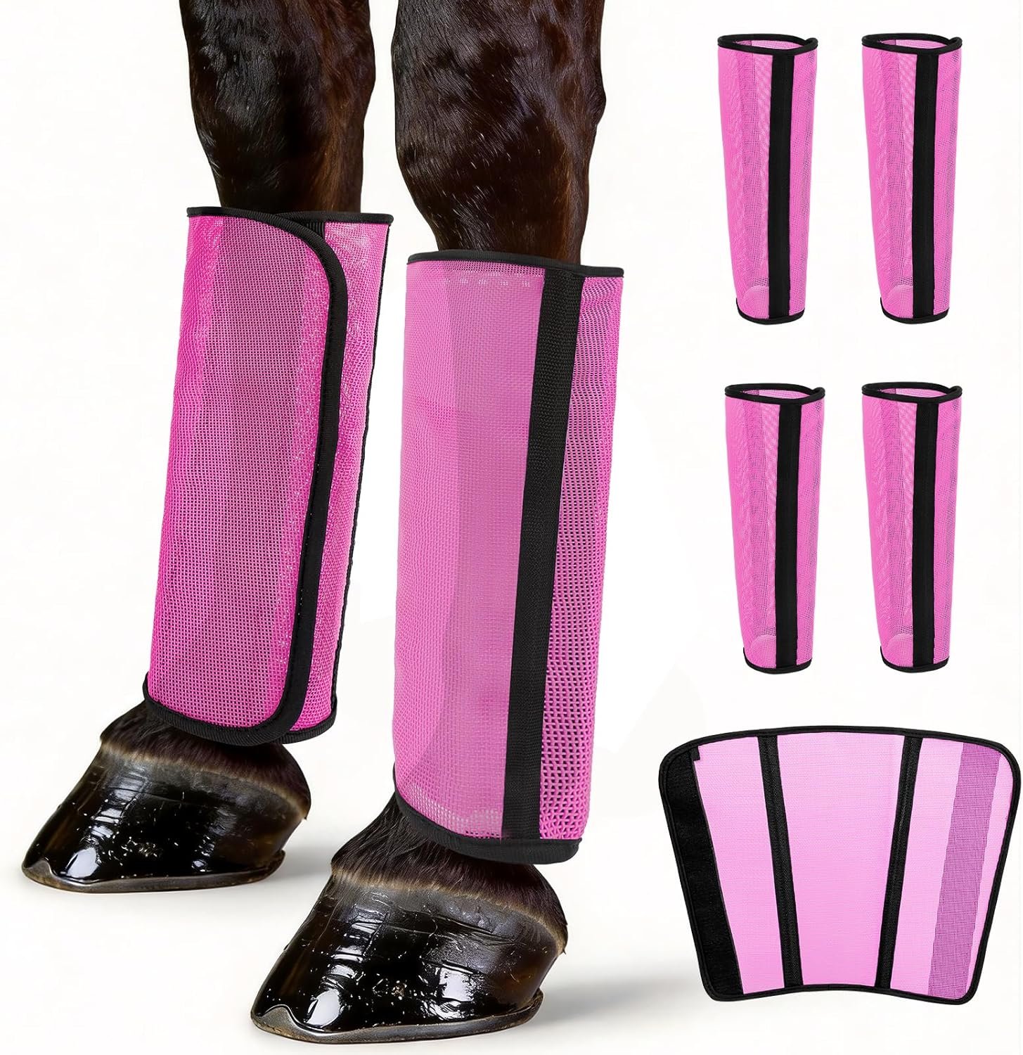 Fly Boots for Horses Set of 4 – Horse Fly Boots with Anti-Sag Stays & Breathable Mesh, Reduces Stomping & Fatigue, Curved-Edge Design for Natural Motion, Comfort Fit for Medium to Large Horses