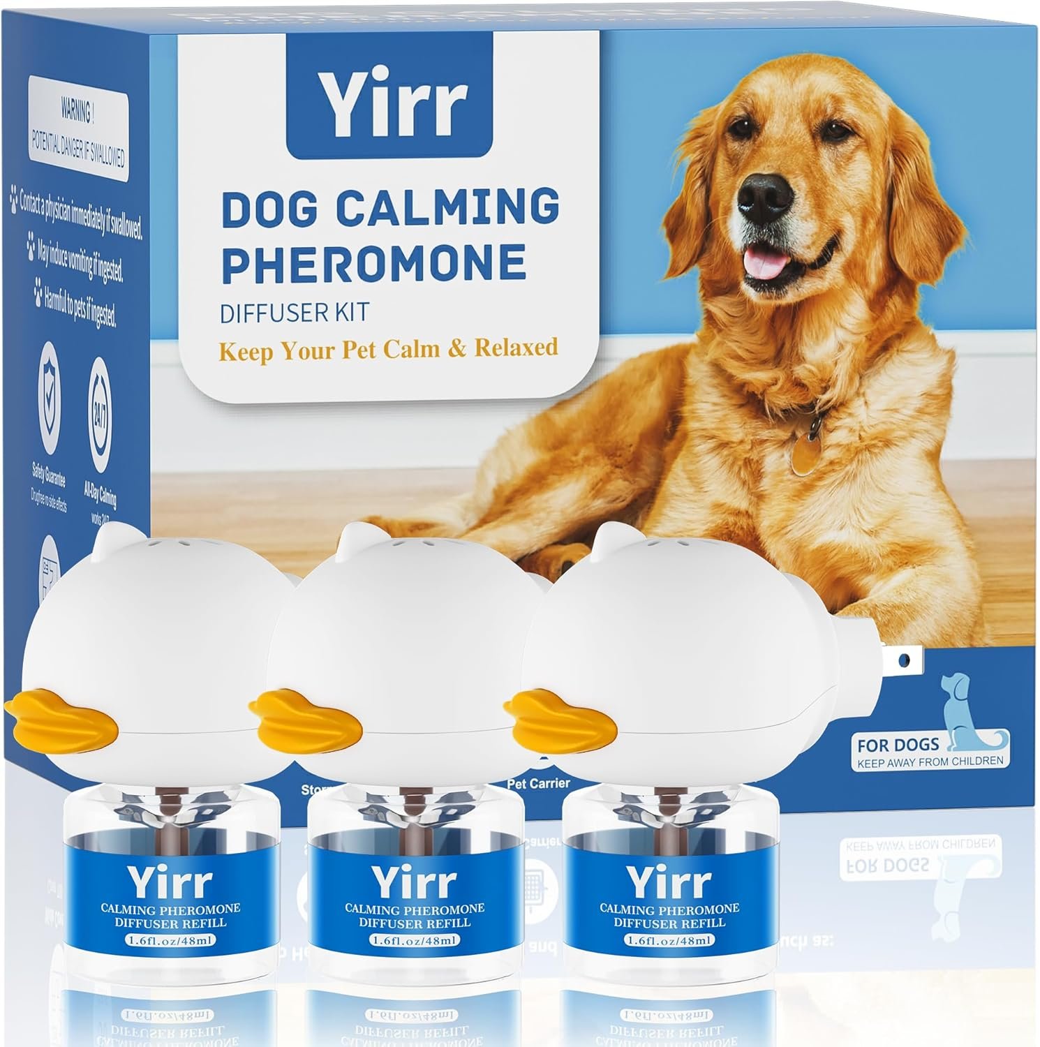 Dog Calming Diffuser, 6 in 1 Puppy Pheromones Calming Diffuser, Relaxing Pheromone for Dogs Relief Stress Anxiety Fighting Scratching Barking, Help Train Dog to Pee, 3 Diffuser 3 Refill(48ml)