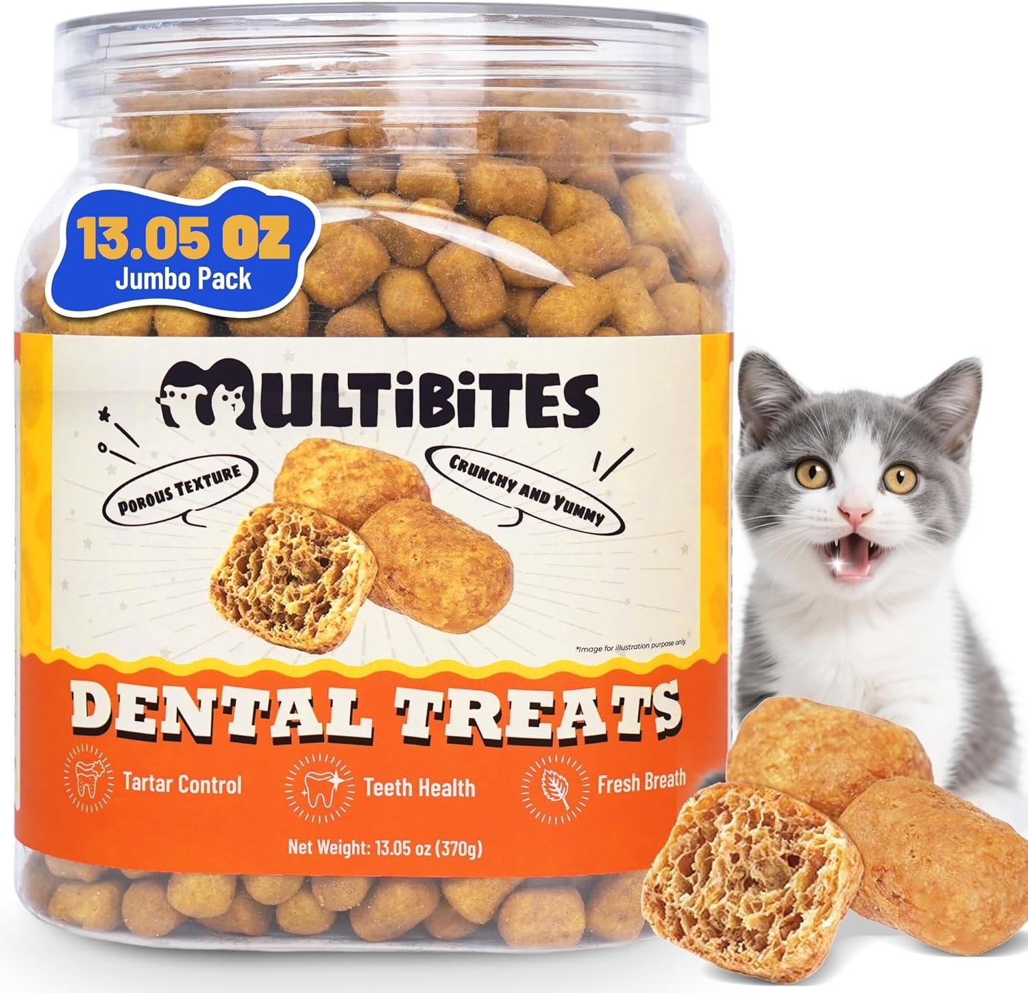 13.05oz Dental Treats for Cats & Small Dogs – Healthy Cat Teeth Cleaning Treats for Freshens Breath and Controls Tartar – Crunchy Dental Chews for Puppy Training Snacks