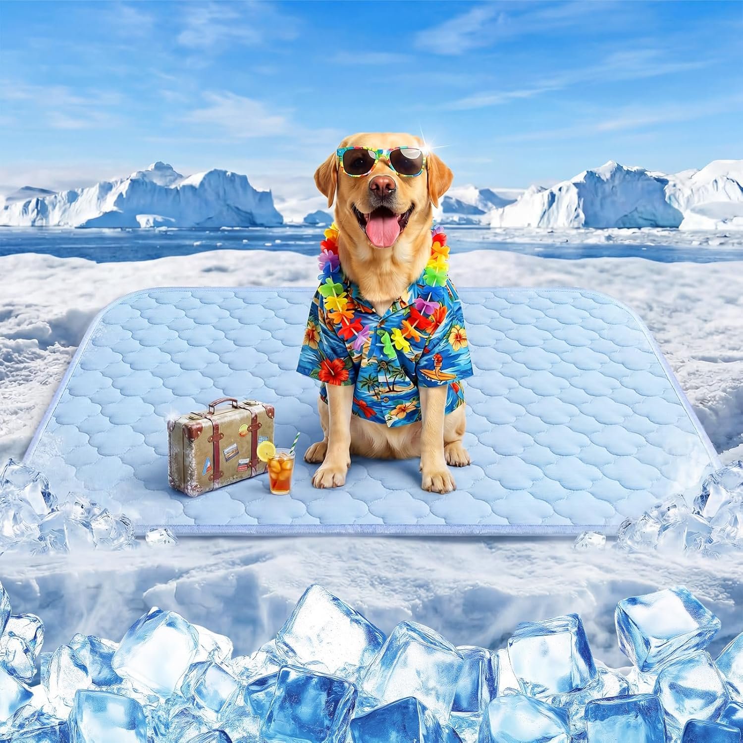 Dog Cooling Mat for Large Dogs, Long-Lasting Cool Pad for Dogs Outdoor & Indoor Use with Ice Silk Fabric & Waterproof Cover, Summer Cooling Pet Bed 36″ x 26″, Non-Slip Washable Pet Blanket