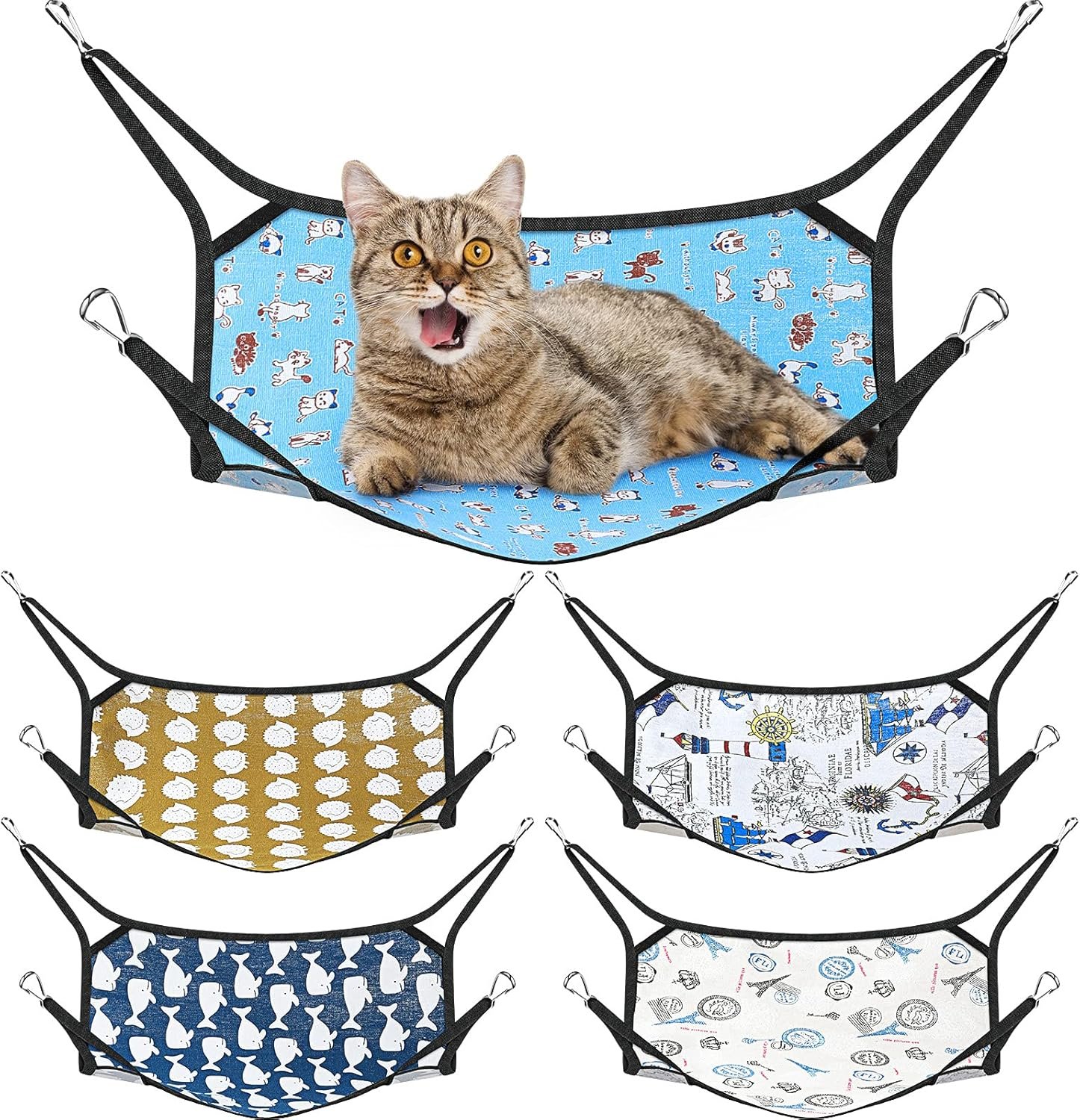 Shappy 5 Pcs Pet Hammock for Cage Hanging Pet Hammock Bed with Metal Hooks Cats Ferret Soft Bed Suitable for Guinea Pig Hamster Gerbil Kittens Cats Cage(Classical)
