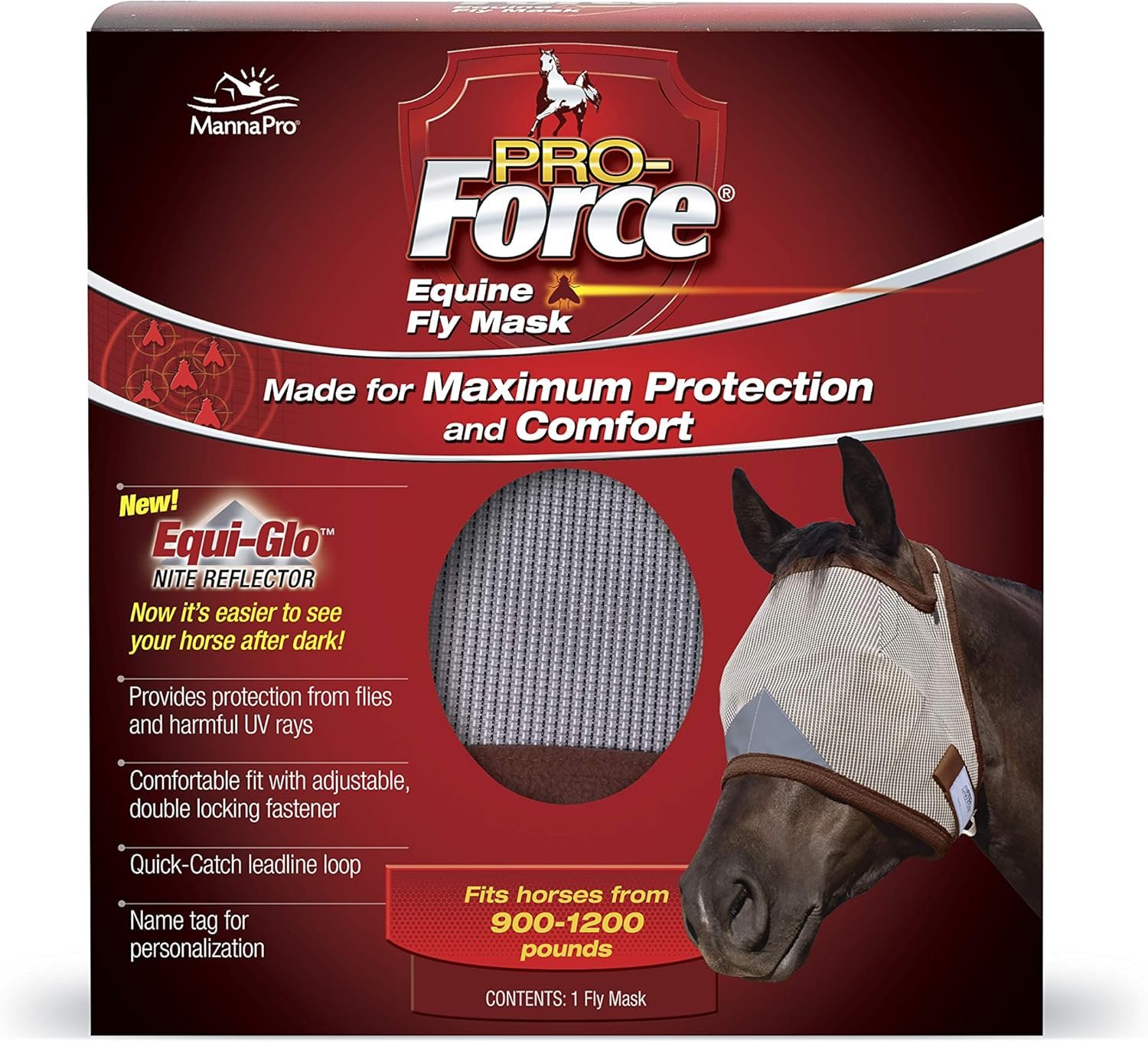 Pro-Force Equine Fly Mask – Horse Fly Mask with UV Protection – Adjustable Fit for Comfort – Without Ears