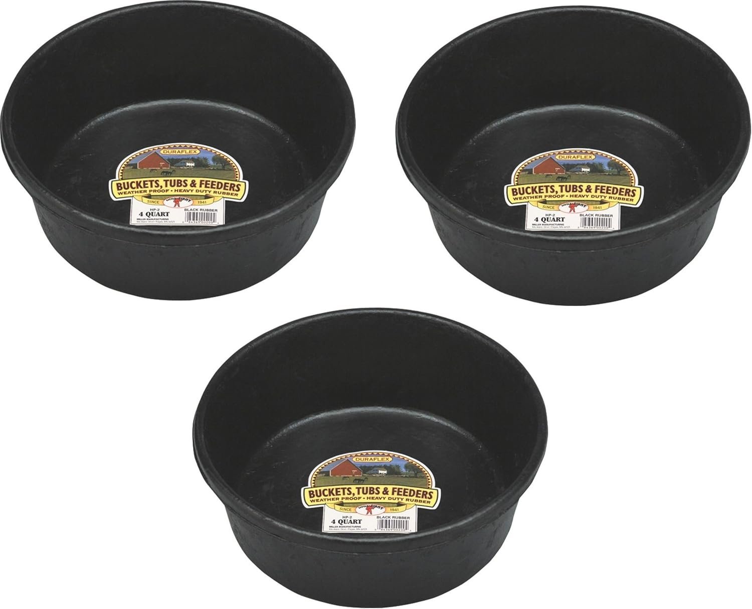 Miller (3 Pack) Manufacturing HP-2 4-Quart Rubber Feed Pans