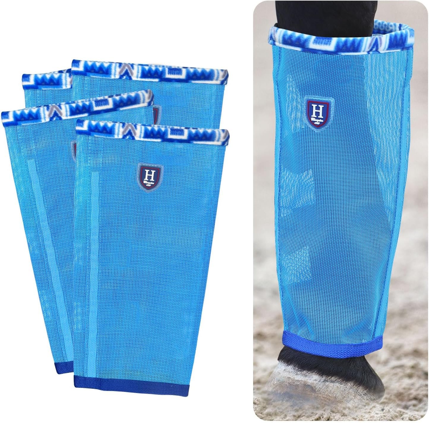 Fine Mesh Fly Boots Loose Fitting & Non-Slip Horse Fly Leggings Fleece Air Flow (Set of 4)