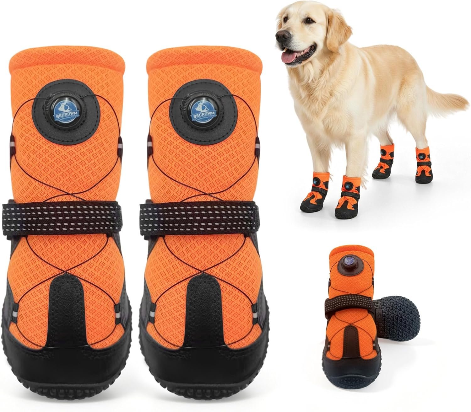Dog Shoes for Hot Pavement, Rotary Dial Dog Boots for Small Medium Large Dogs with Breathable Mesh & Non-Slip Soles for Hiking, Camping & Summer Walks（6）