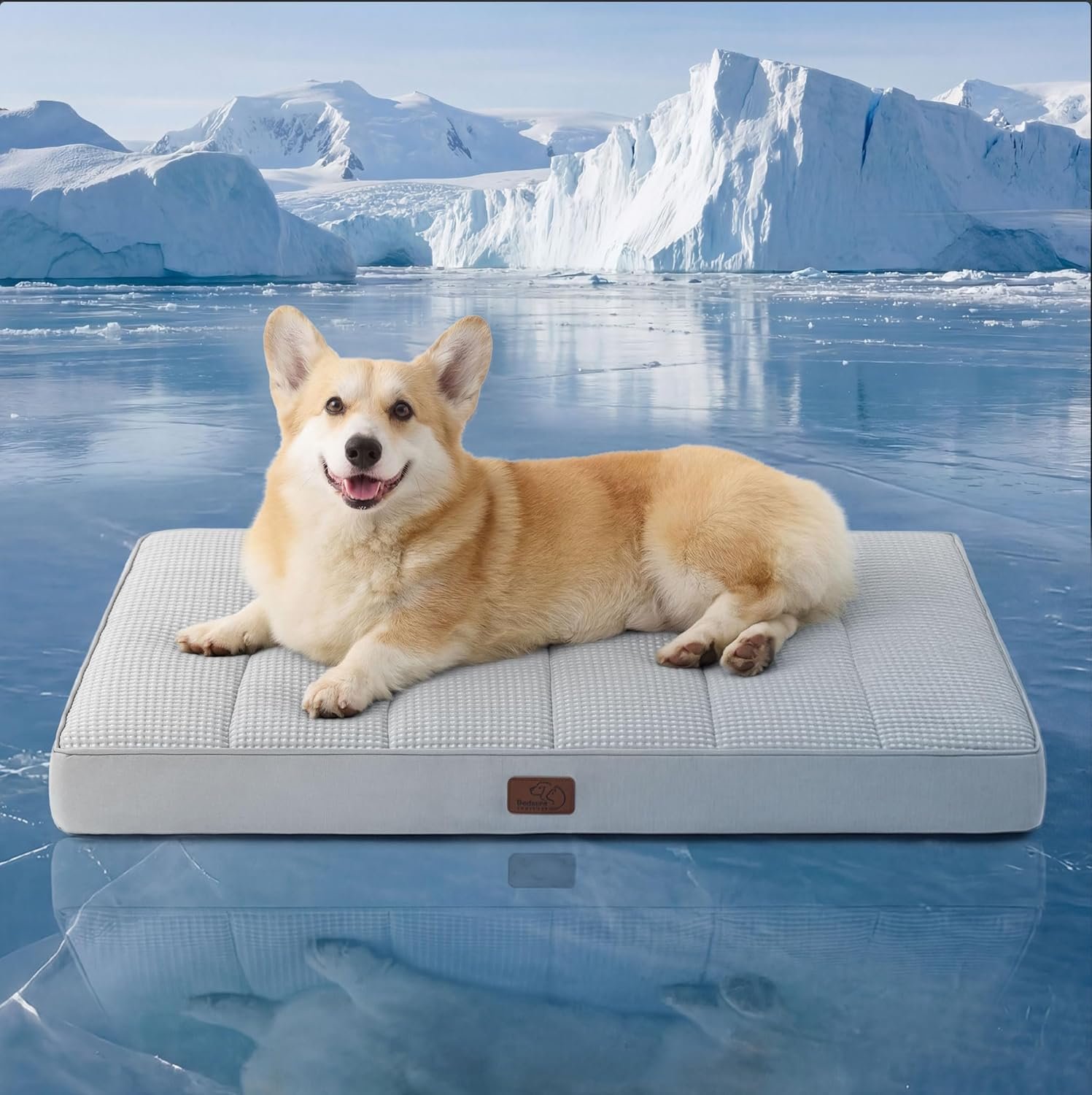 Bedsure Orthopedic Cooling Dog Bed for Crate – 35×22 Inches Large Comfy Breathable Summer Beds with Removable Washable Cover, Cold Flat Egg Crate Foam Pet Mat, Suitable for Pet Up to 50 lbs