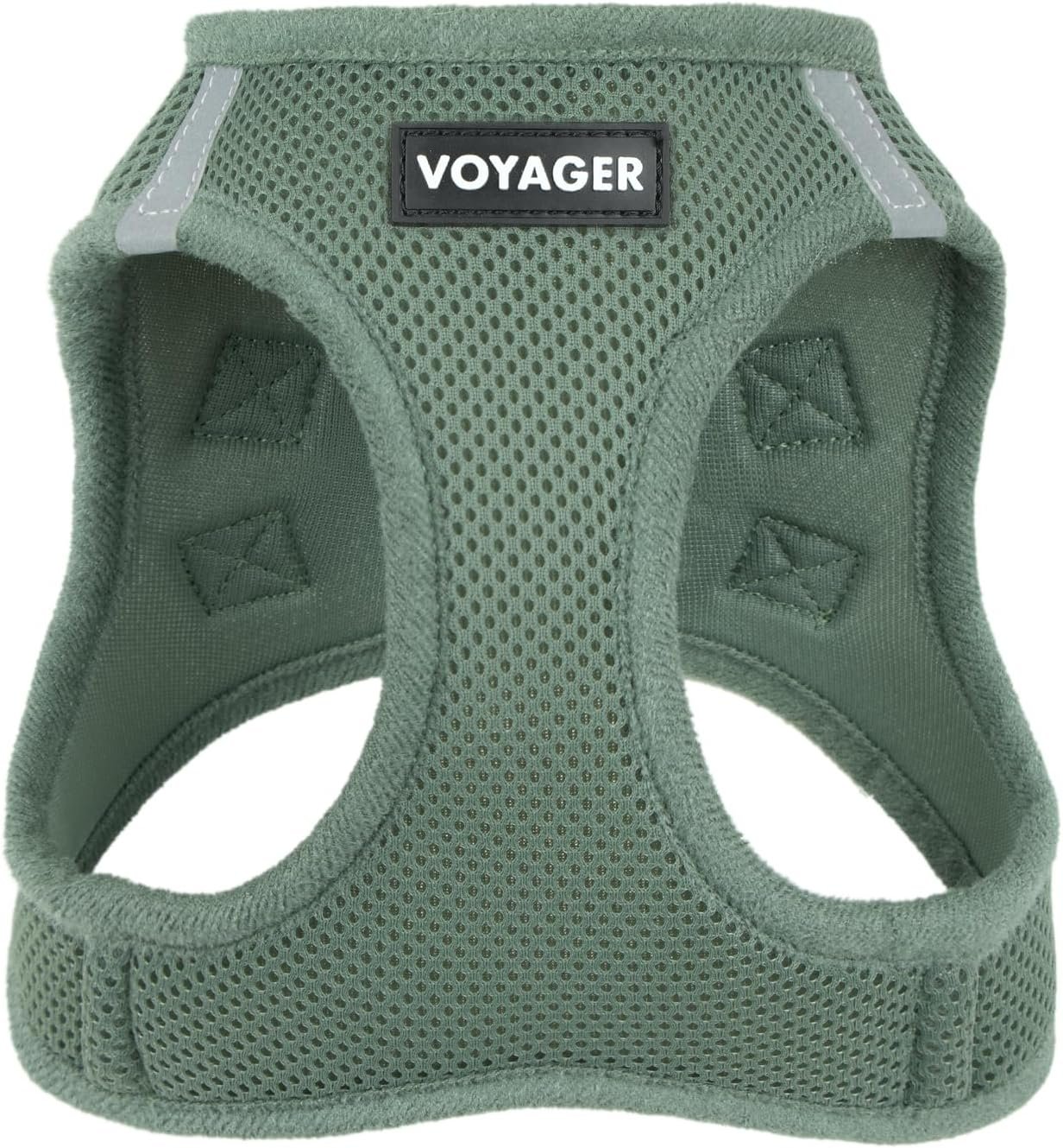 Best Pet Supplies Voyager Step-in Air Harness – All Weather Mesh, Reflective, No Pull Harness for Dogs, Cats – Secure with Hook & Loop Fastener, Buckle, Double D-Rings – Moss Green, L