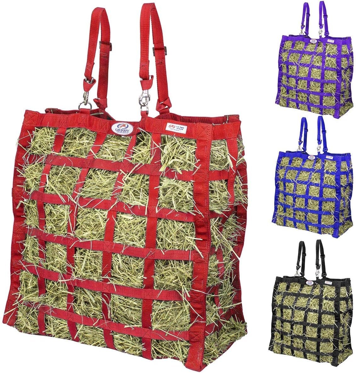 Derby Originals Easy Feeder Horse Hay Bag with Super Tough Bottom and 1 Year Warranty, red, 3″x3.5″