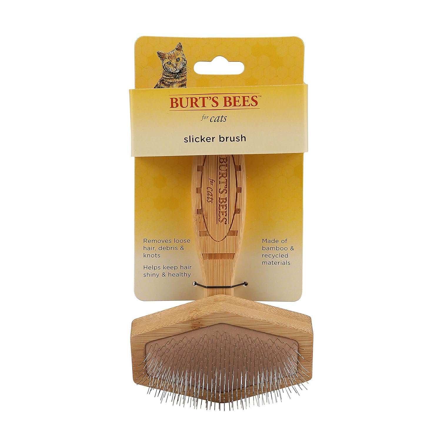Burt’s Bees for Pets Slicker Brush | Removes Loose Cat Fur, Prevents Matting | Ideal for Daily Grooming, Smooth Coat