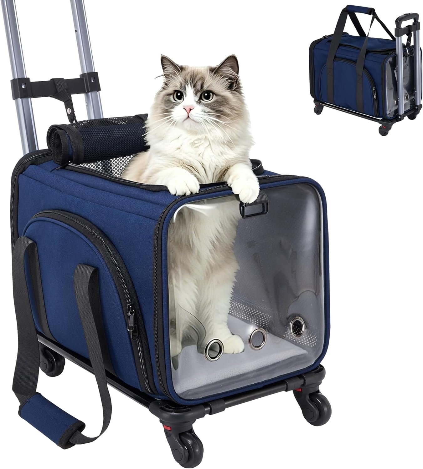 Soft Cat Carrier with Detachable Wheels Expandable – Dog Carrier Foldable Pet Carrier for Cats and Dogs for Travel Outdoor Camping Indoor
