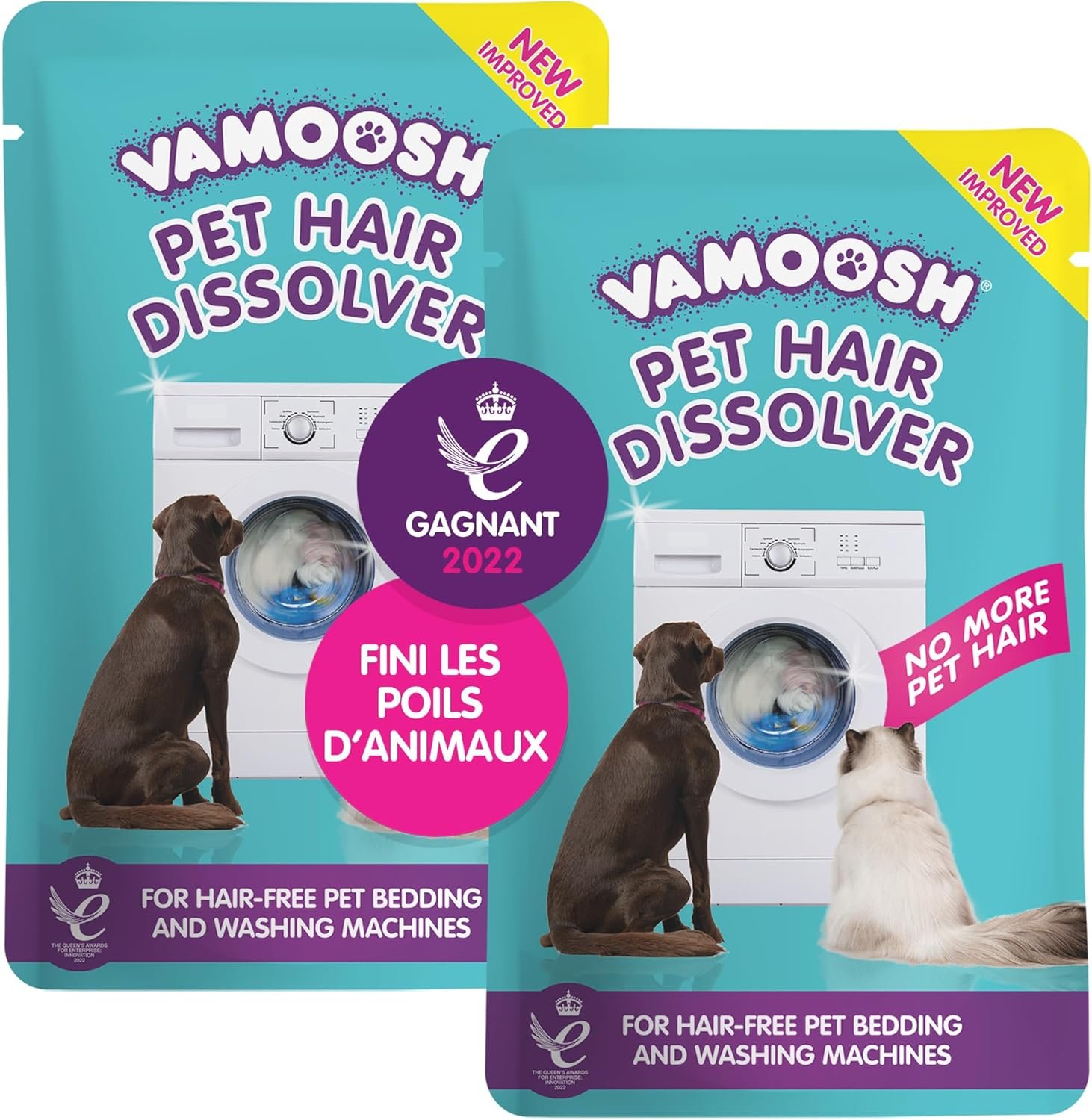 Vamoosh Pet Hair Remover | For Front Load Washers | Cleans Pet Bedding in Washing Machine | Dissolves Pets Fur | Removes Odor | Easy to Use | Safe for Pets | No Chemicals | 100g (Pack of 6)