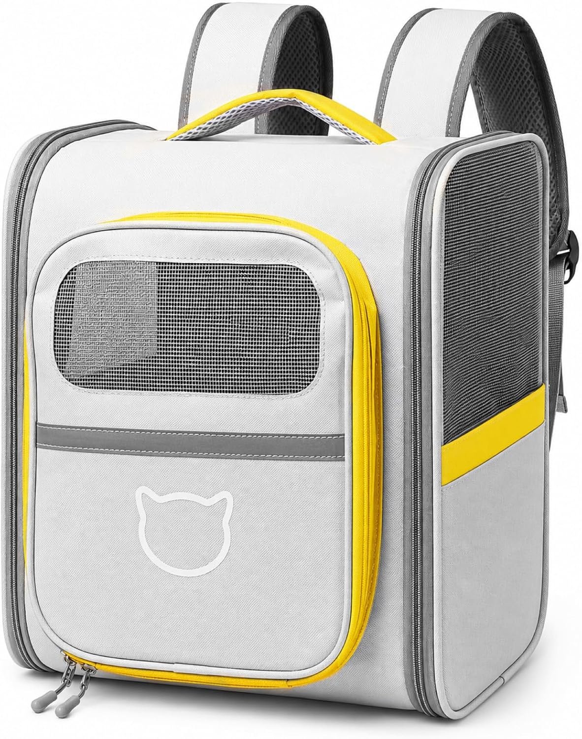 Vivicreate Cat Backpack Carrier for Dogs and Cats Kittens Rabbits, Foldable Mesh, Cat Carrier Backpack 15 Lbs, Pet Backpack Carrier for Walking, Camping and Cycling (Gray)