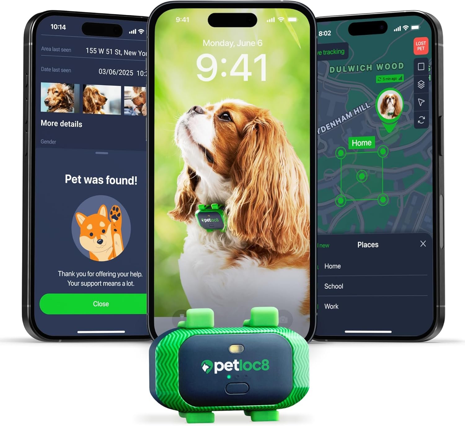 Petloc8 Dog GPS Tracker for Dogs, 4G LTE Real Time Tracking & Geo-Fence Alert, Waterproof-Long-Life Battery Pet Tracking Device for Small Medium Large Dogs, Collar-Compatible(Subscription Required)
