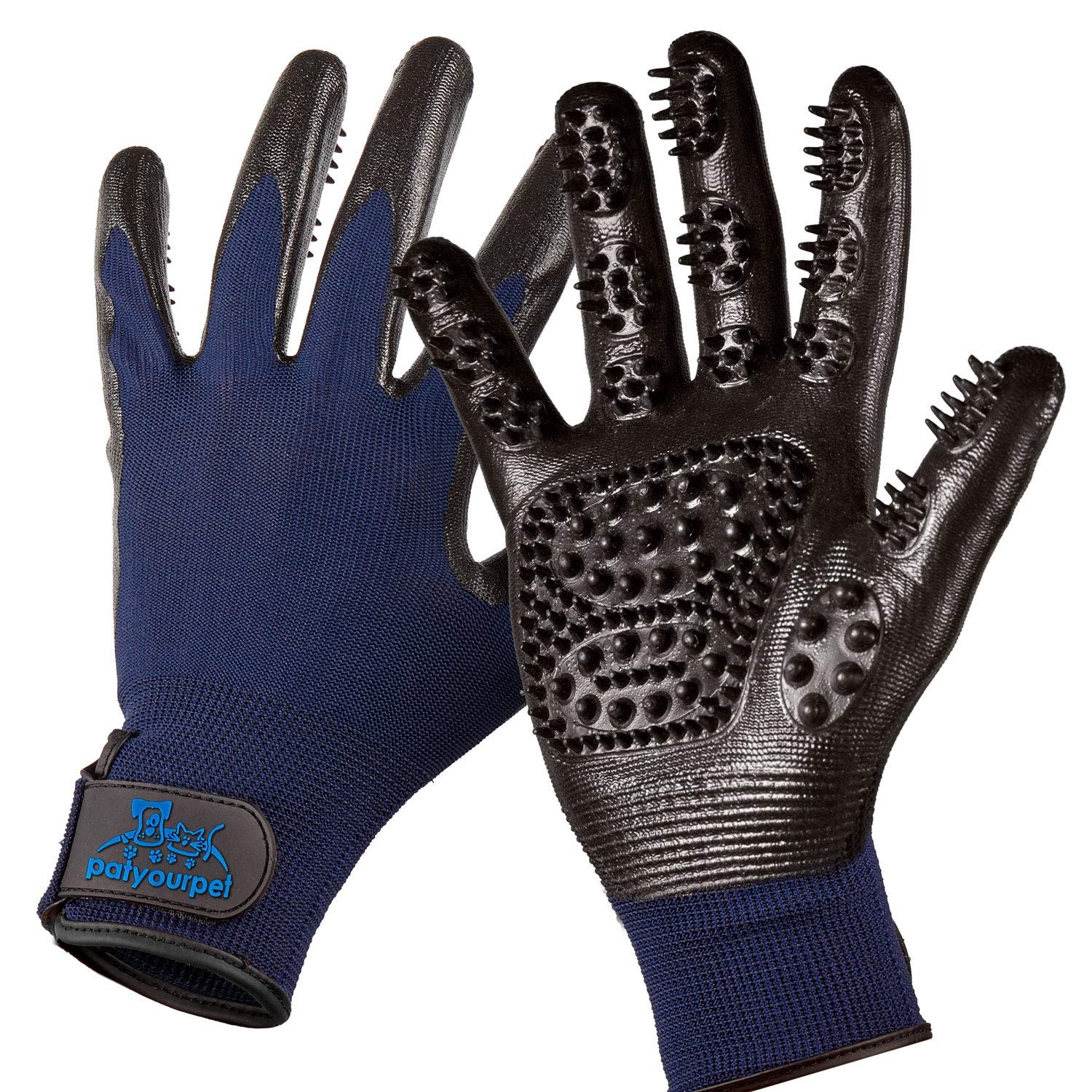 Pat Your Pet Grooming Gloves – Cat & Dog Hair Remover Glove for Deshedding Long and Short Fur