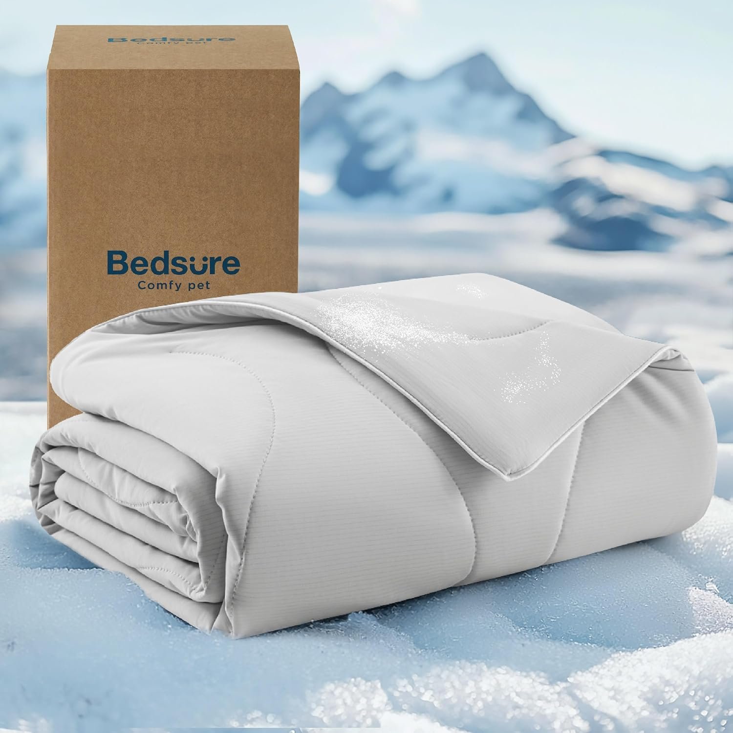 Bedsure Premium Cooling Blanket for Medium Dog – Q-MAX>0.5, Breathable Summer Washable Cold Pet Throw Blanket, Soft Durable Self Cooling Cat Mat for Hot Weather, Pearl Grey, 30×40