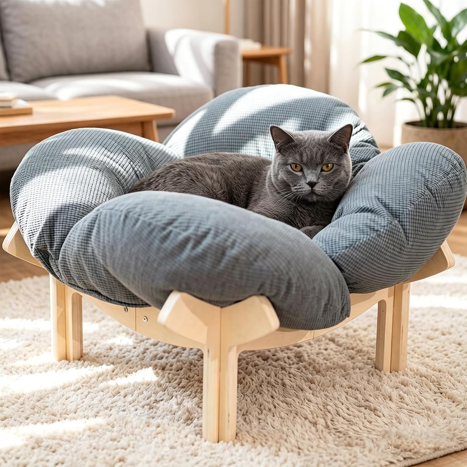 Raised Cat Bed,21″ Elevated Cat Bed with Cushion Fluffy Pet Couch Sofa,Stylish Cat Chair with Highly Elastic Soft Cushion for Puppy, Sleeping,Cat Furniture