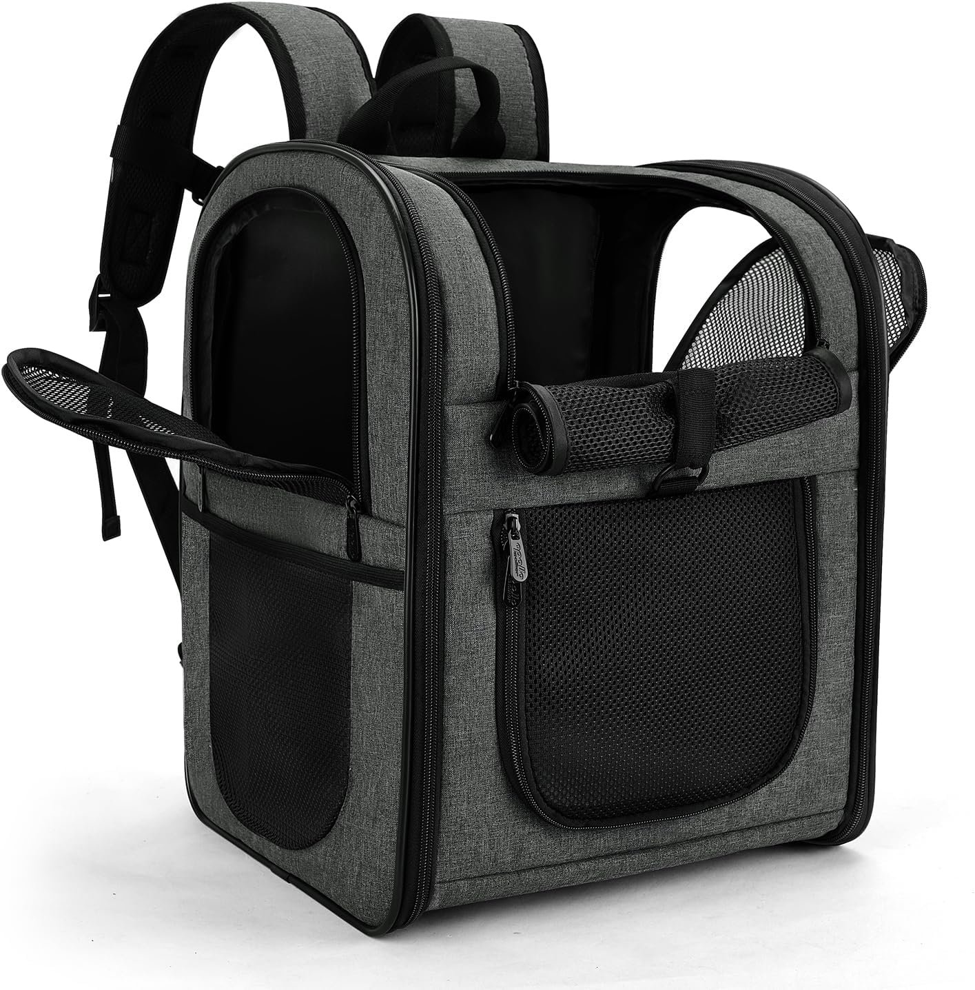 Apollo Walker Pet Carrier Backpack for 4-18lb Cats and Dogs, Puppies, Safety Features and Cushion Back Support | for Travel, Hiking, Outdoor Use (Gray)