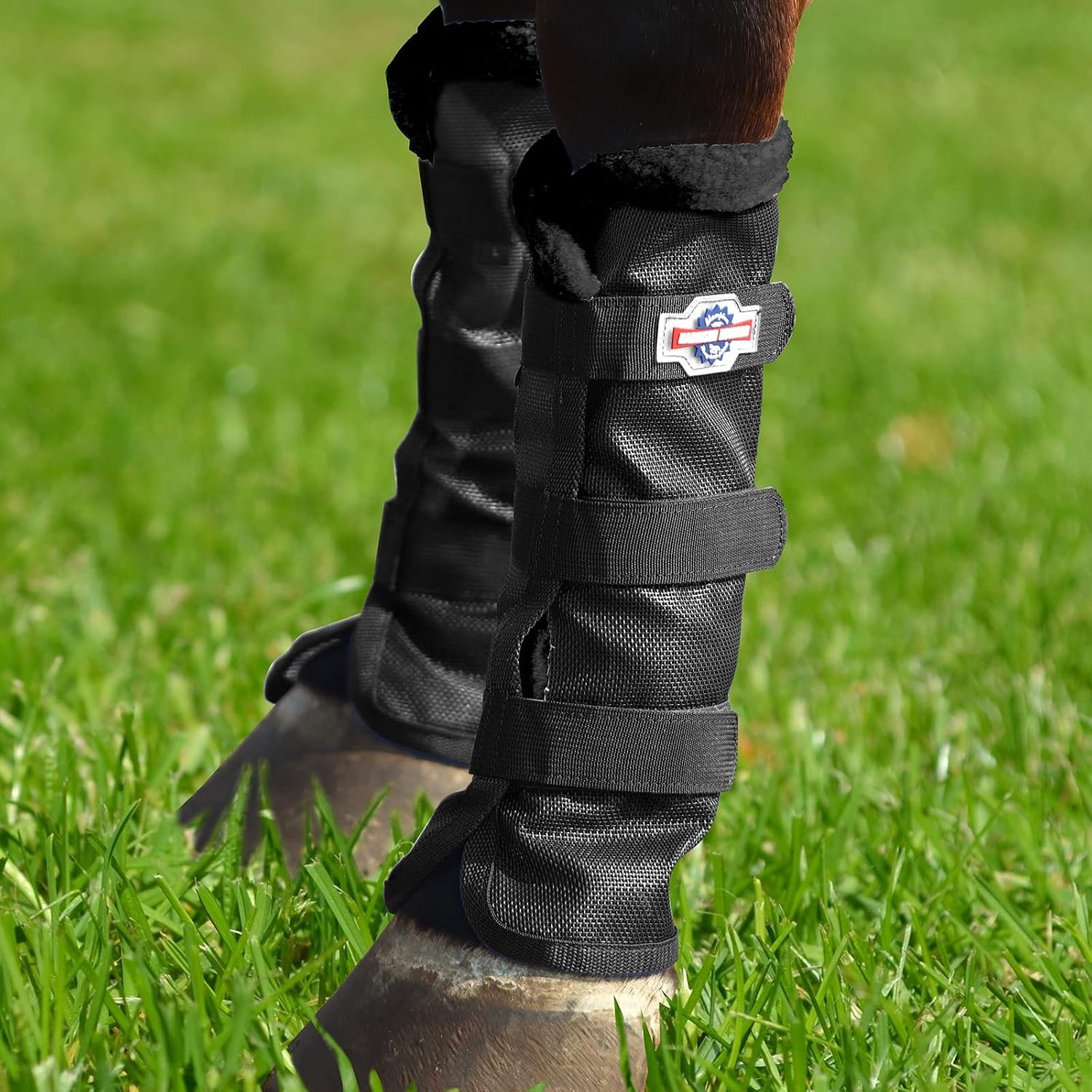 Harrison Howard Horse Fly Boots with Fleece Trim Long-Lasting Breathable Cool Mesh Adjustable Closure