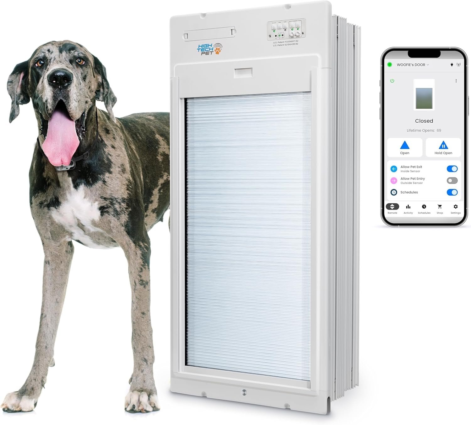 Power Pet Roll Up – Dependable Smart Dog Door, Automatic Pet Collar Operation with or Without App-High Security, Safe, Air Tight and Weatherproof, Space Saving Modern Design (Wall Mount, Extra Large)