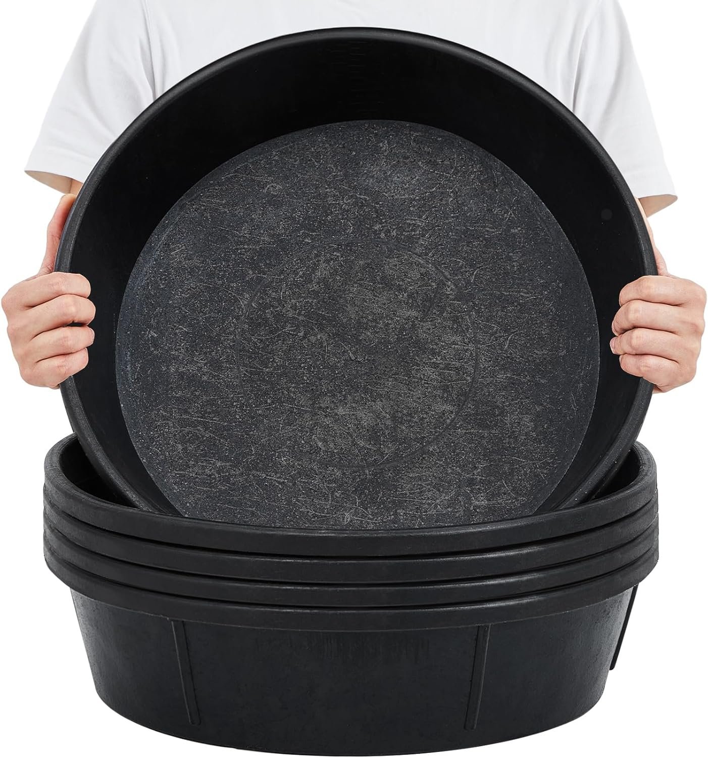 Sadnyy 5 Pcs Rubber Feed Pan 12 Quart/ 3 Gallon Utility Horse Feed Bucket Rubber Bowl Chicken Dust Bath Container Horse Feeder for Goats Livestock Animal Feeding Cats Dogs Pigs