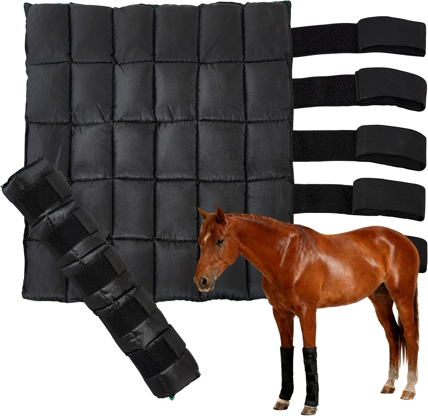 Reusable 30Grids Gel Horse ice Boots (Set of 2) – Adjustable 5 Legs Wraps for Cooling Relief on Hocks, Knees & Ankles, Durability & Cooling in Active Horses