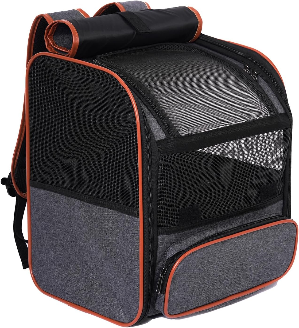 Pesen Cat Backpack Carrier, Breathable & Foldable Pet Carriers for Cats, Small Dogs and Rabbits Under 15 lbs, Airline Approved Dog & Cat Carrier Backpack for Hiking, Travel, Camping, Dark Gray