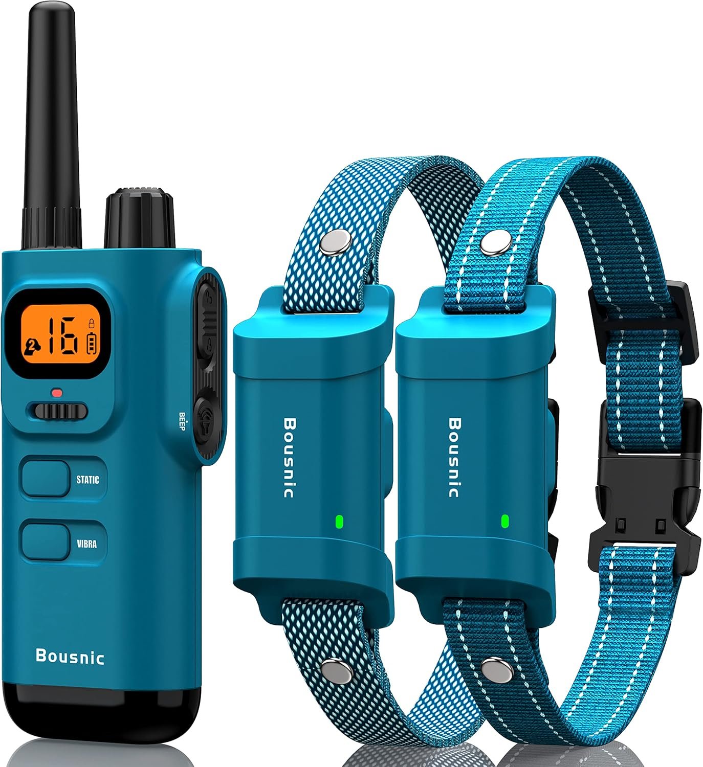 Bousnic Dog Training Collar with Remote – 4000ft Waterproof Dog Shock Collars 2 Dogs for Large Medium Small Dogs Rechargeable E Collars for Dogs Training with Beep Vibration Humane Shock(1-16) Mode