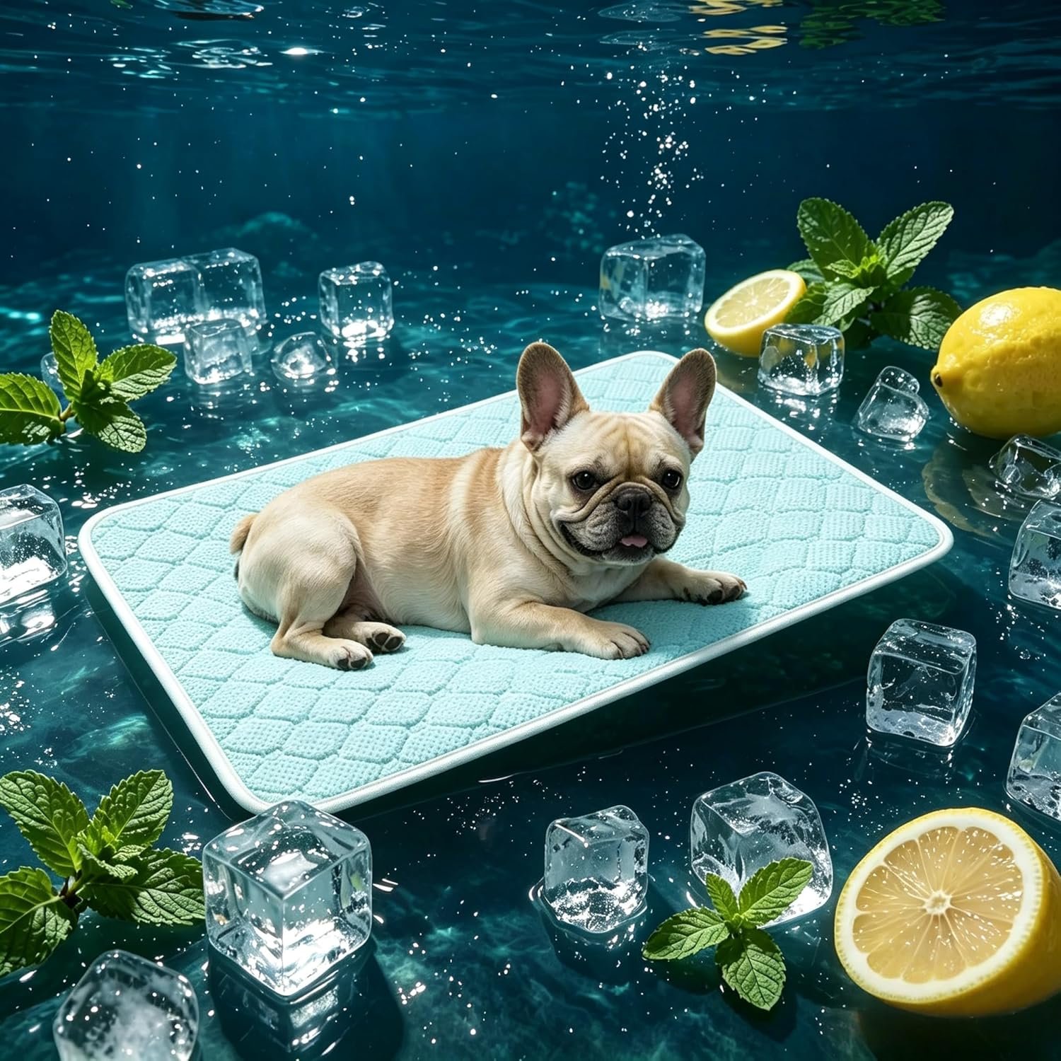 Pet Cooling Mat Scratch Resistant QMAX>0.5 Instant 6-12°F Drop,No Water or Electricity Needed Self Cooling Crate Mat for Bed, Floor, Car Travel Indoor Outdoor Summer Use Light Blue 28″ x 22″