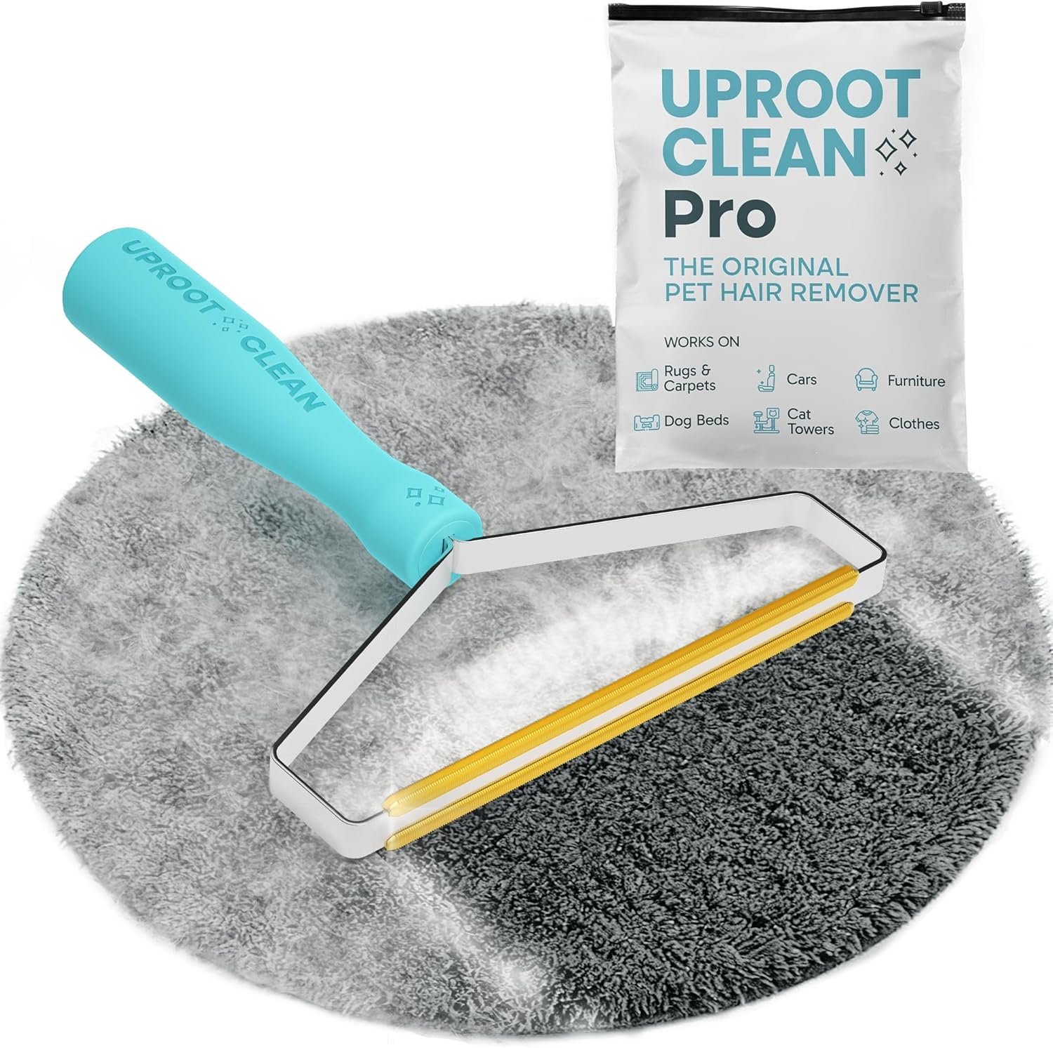 Uproot Cleaner Pro Pet Hair Removal Tool – Special Dog Hair Remover Multi Fabric Edge and Carpet Rake by Uproot Clean – Cat Fur Remover for Couch, Pet Towers, Rugs, Cat Mats and Trunks & Much More