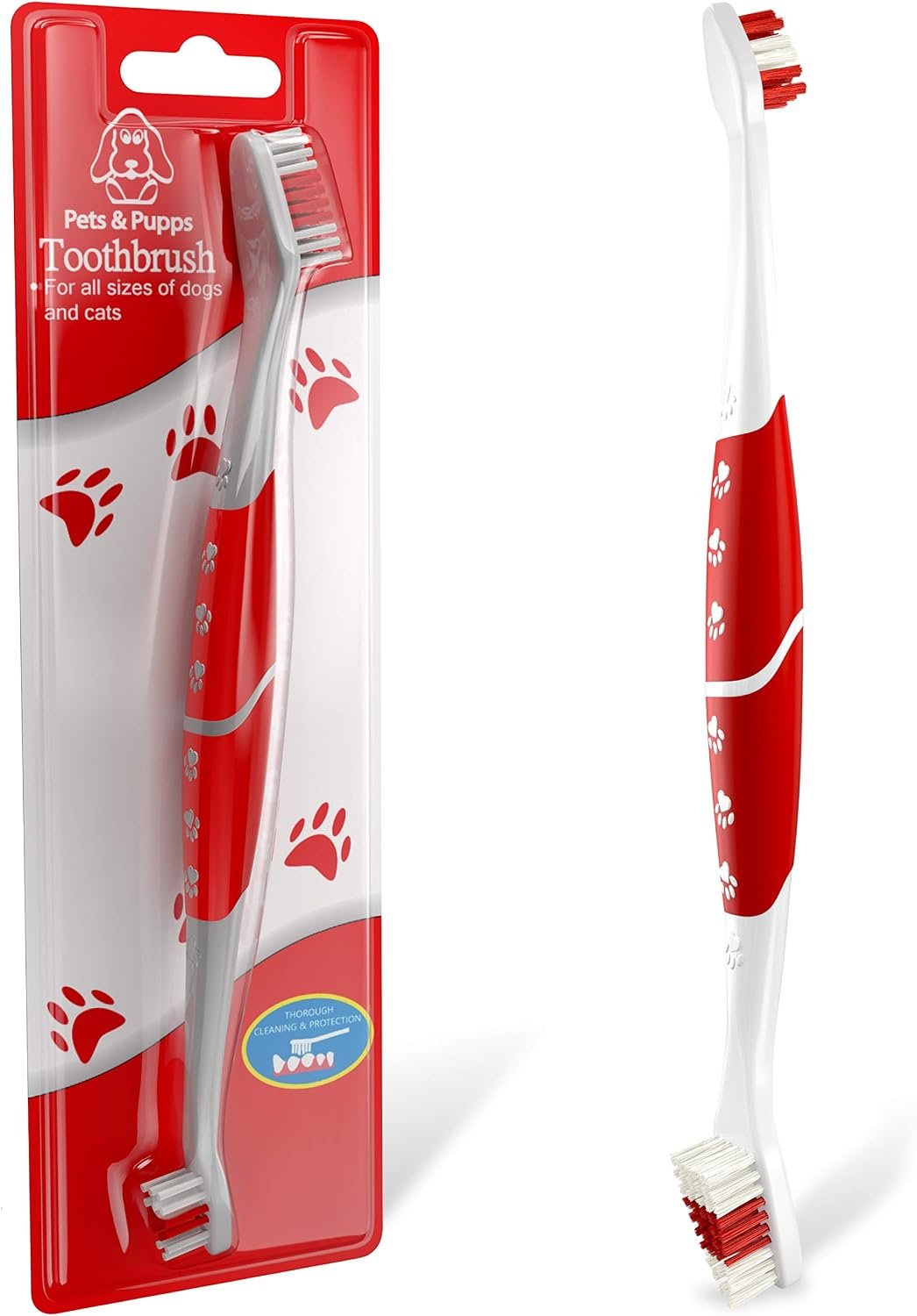 Pets & Pupps Dog Toothbrush, Dual Headed Soft Bristle Toothbrush for Medium to Large Cats & Dogs, Ergonomic Oral Hygiene Pet Toothbrush for Dental Care, Dog Teeth Cleaning, Dog Toothpaste not Included