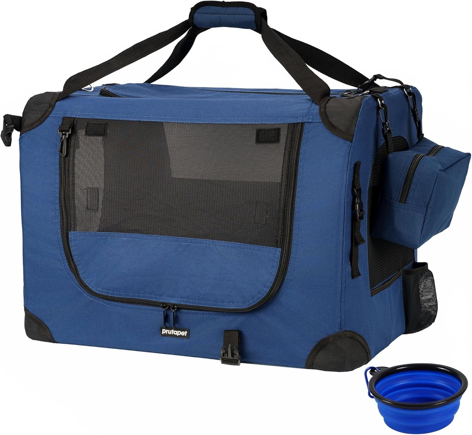 Prutapet Large Cat Carrier 24″x16.5″x16.5″ Portable Dog Crate for Small Medium Dogs Collapsible Traveling Pet Crate with Collapsible Bowl
