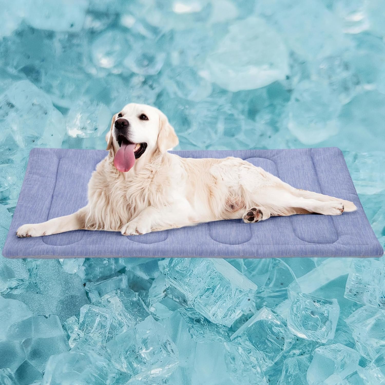 Cooling Mat for Large Dogs – Double-Sided Waterproof & Cool, Q-MAX>0.47, Portable Dog Cooling Mat for Summer. (L – 35.5”x23.6”)
