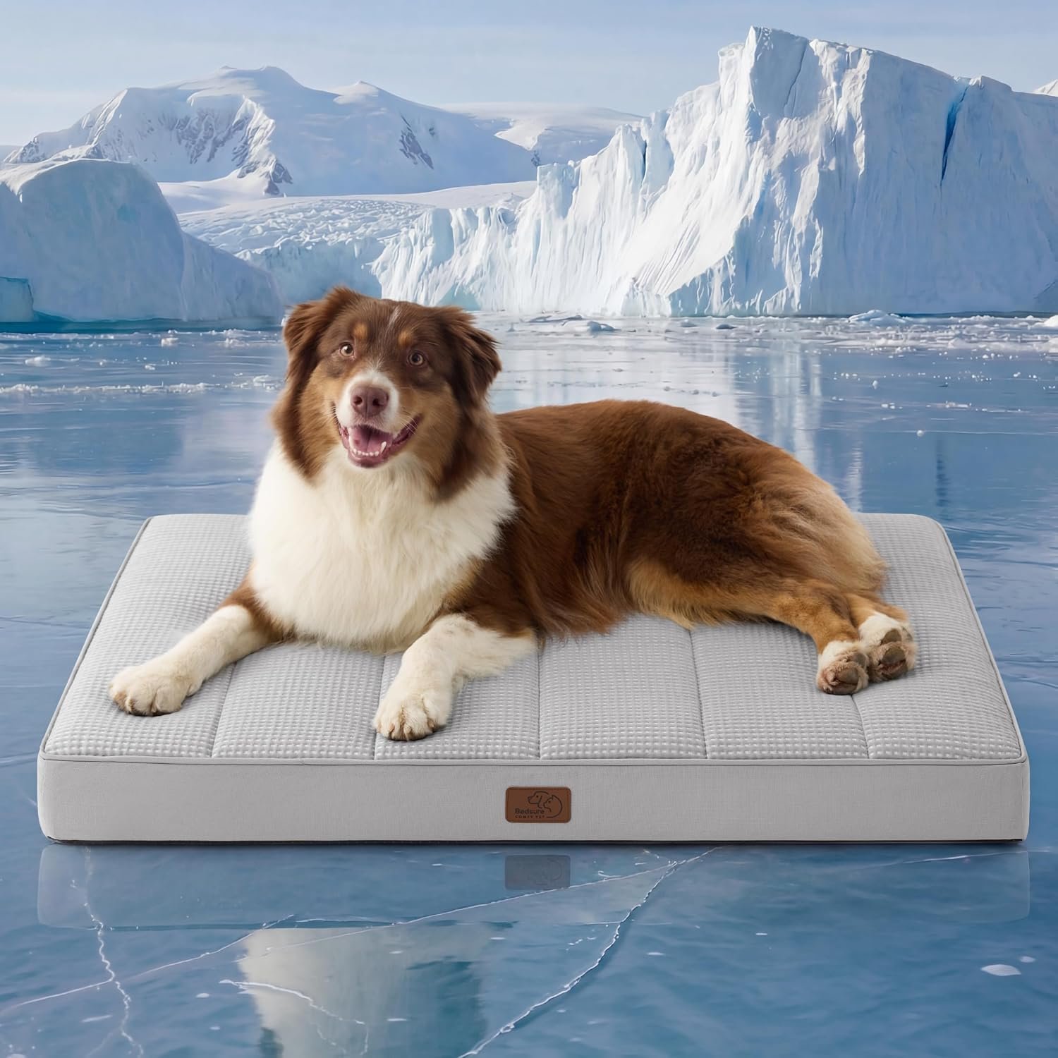 Bedsure Orthopedic Cooling Dog Bed Large Sized Dog – 36×27 Inches Large Comfy Breathable Summer Beds with Removable Washable Cover, Cold Flat Egg Crate Foam Pet Mat, Suitable for Pet Up to 50 lbs