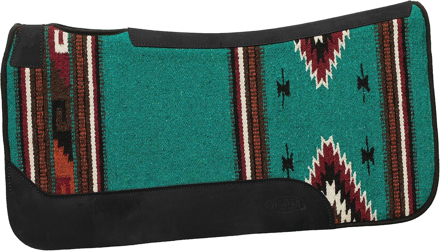 Weaver Equine 31″ x 32″ Contoured Single Weave Wool Blend Felt Horse Saddle Pad, Shock Absorbing Western Saddle Pad for Protection, Turquoise Pattern
