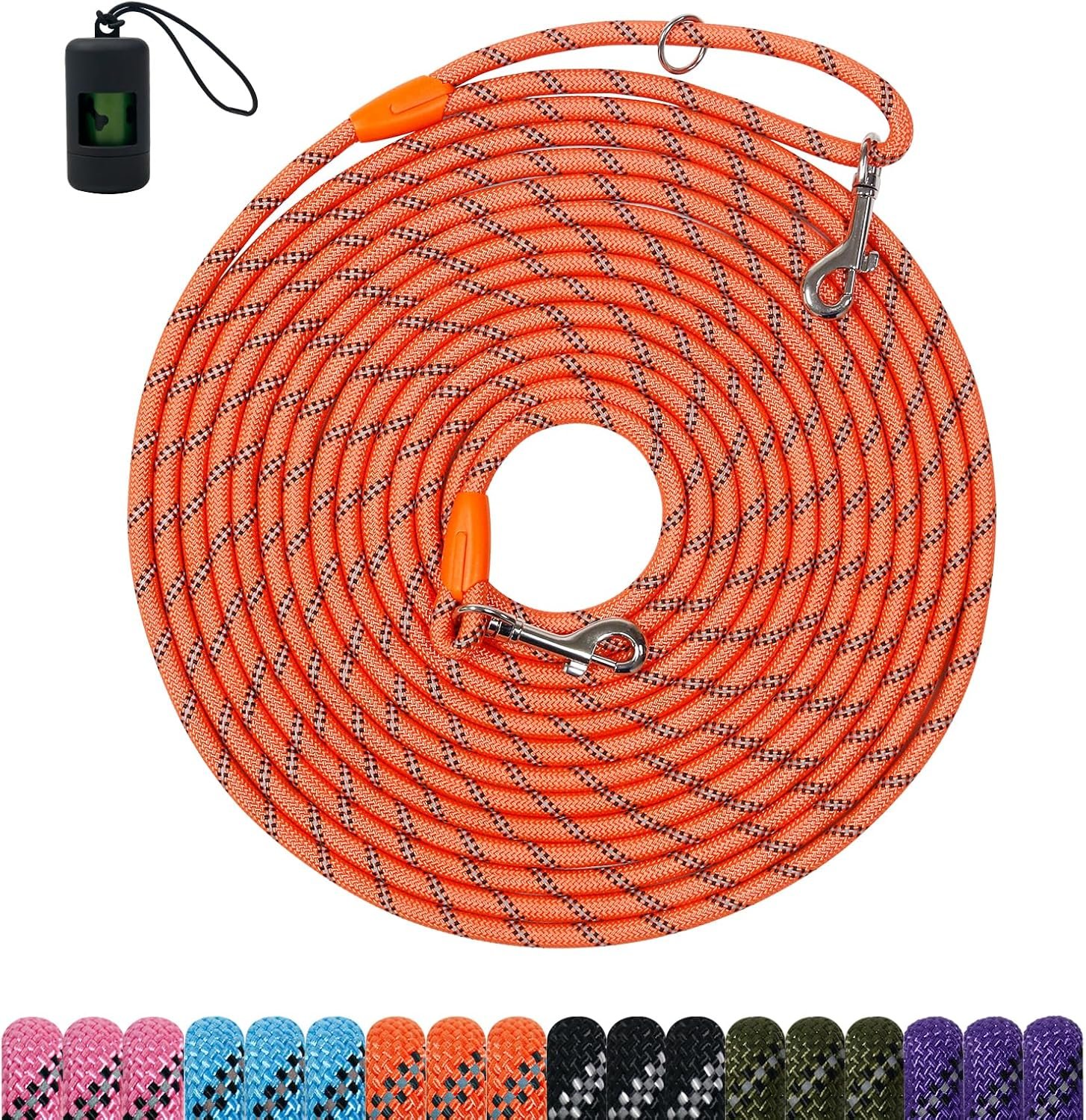Long Dog Training Leash，Heavy Duty Reflective Rope Lead for Small Medium Large Dogs ，6FT 10FT 15FT 30FT 50FT for Training, Walking, Backyard, Camping