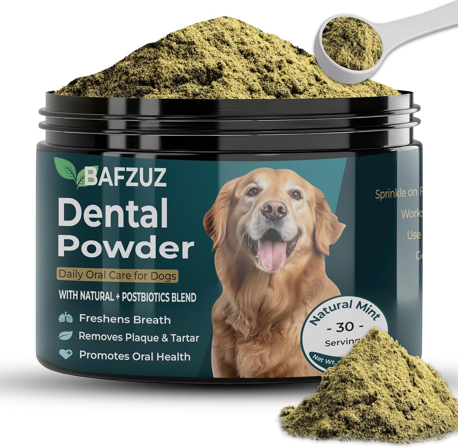 Dog Dental Powder – Plaque & Tartar Support – Fresh Breath & Oral Health – Natural Brown Algae Formula – 30-Day Supply (150g)